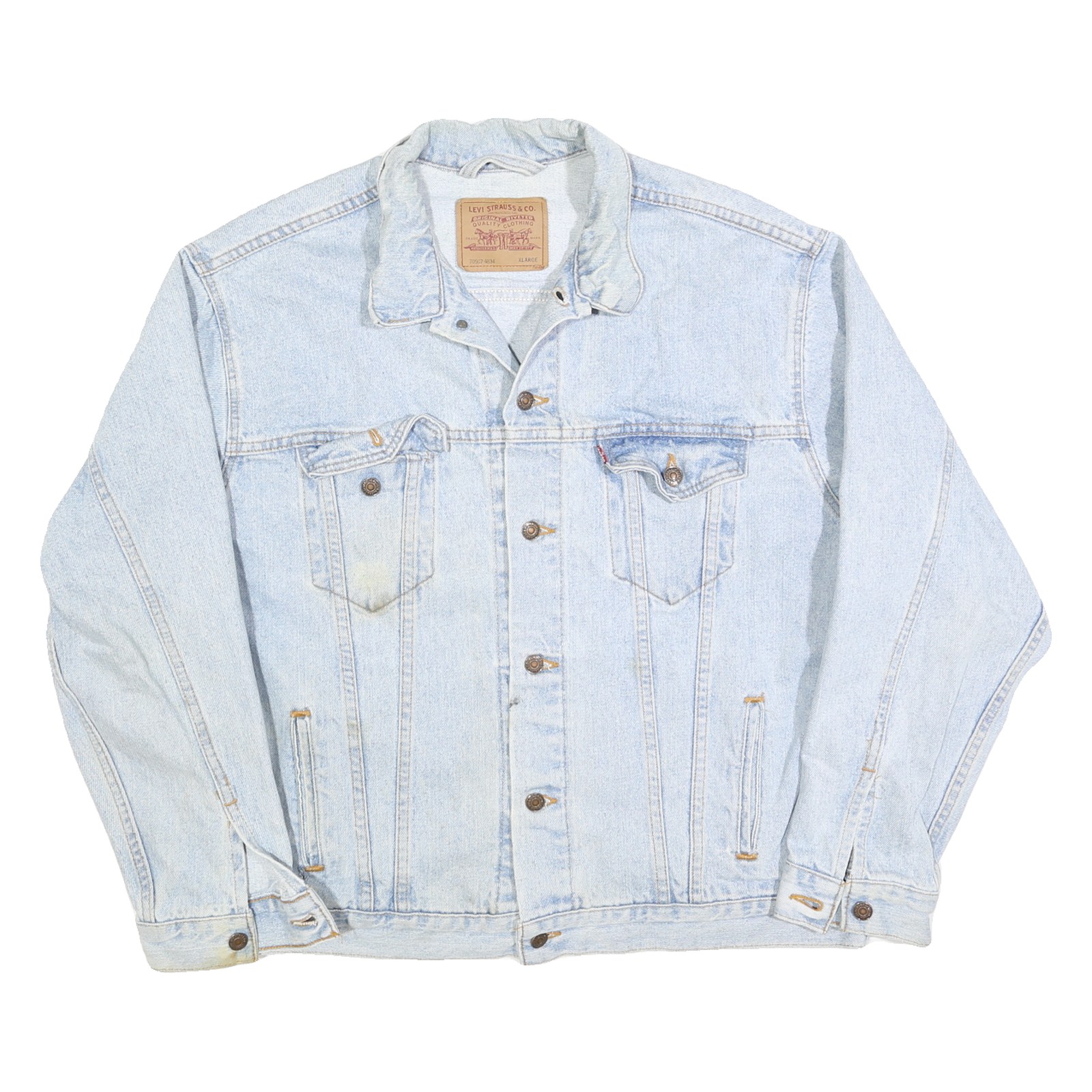 LEVI'S Mens Blue Denim Jacket XL Button Closure Classic Casual Regular Fit Long Refurbished - N/A refurbished available on Cerqular
