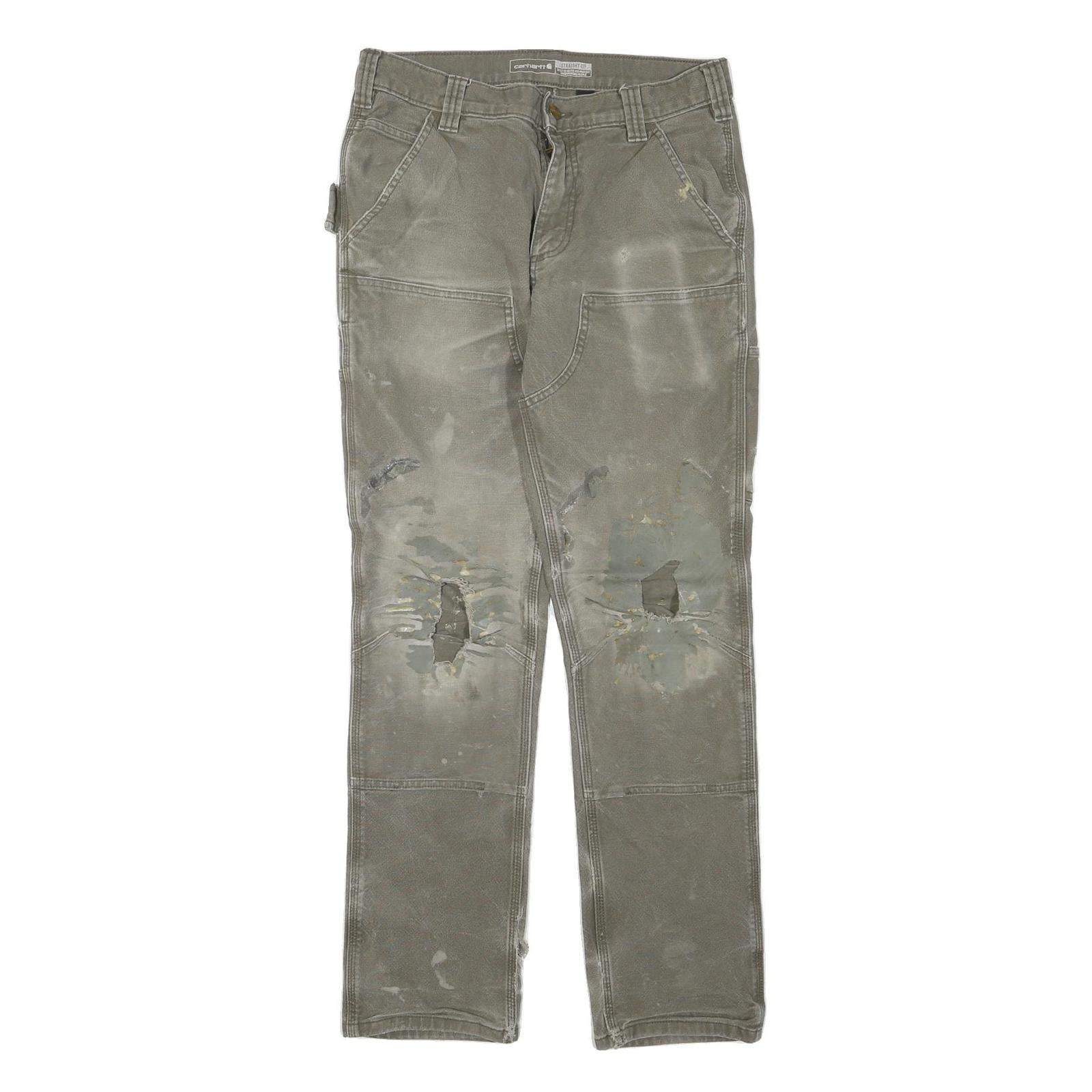 CARHARTT Mens Cotton Blend Grey Regular Straight Trousers W31 L32 Workwear Refurbished - N/A refurbished available on Cerqular