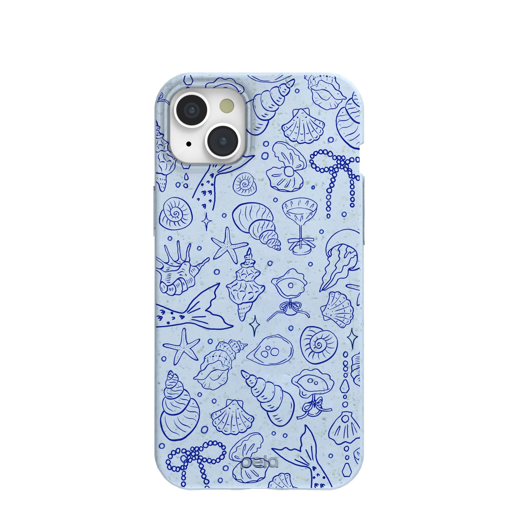 Powder Blue Ocean Charms iPhone 15 Plus Case Refurbished - Pela Case refurbished available on Cerqular