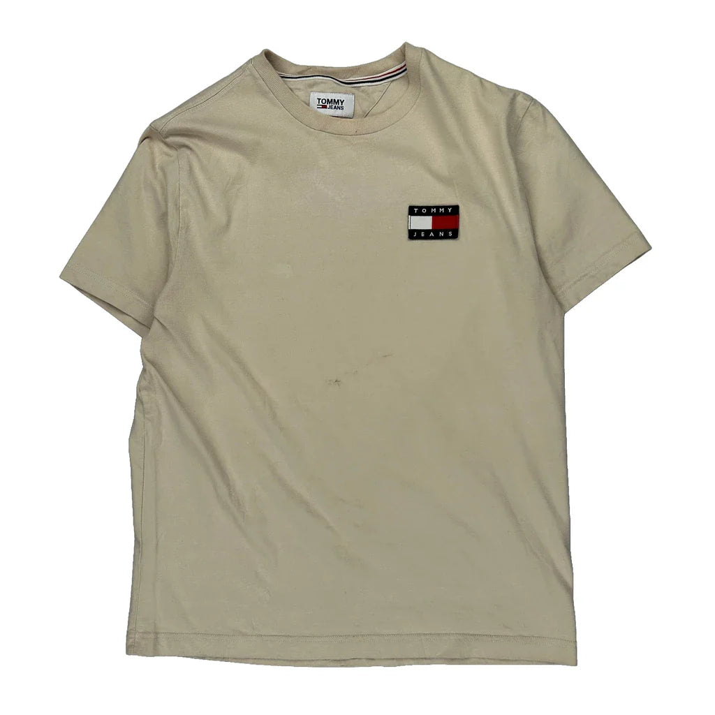 Tommy Jeans T-Shirt - Medium Beige Cotton Refurbished - Thrifted (note: this is a term often used to describe second- refurbished available on Cerqular
