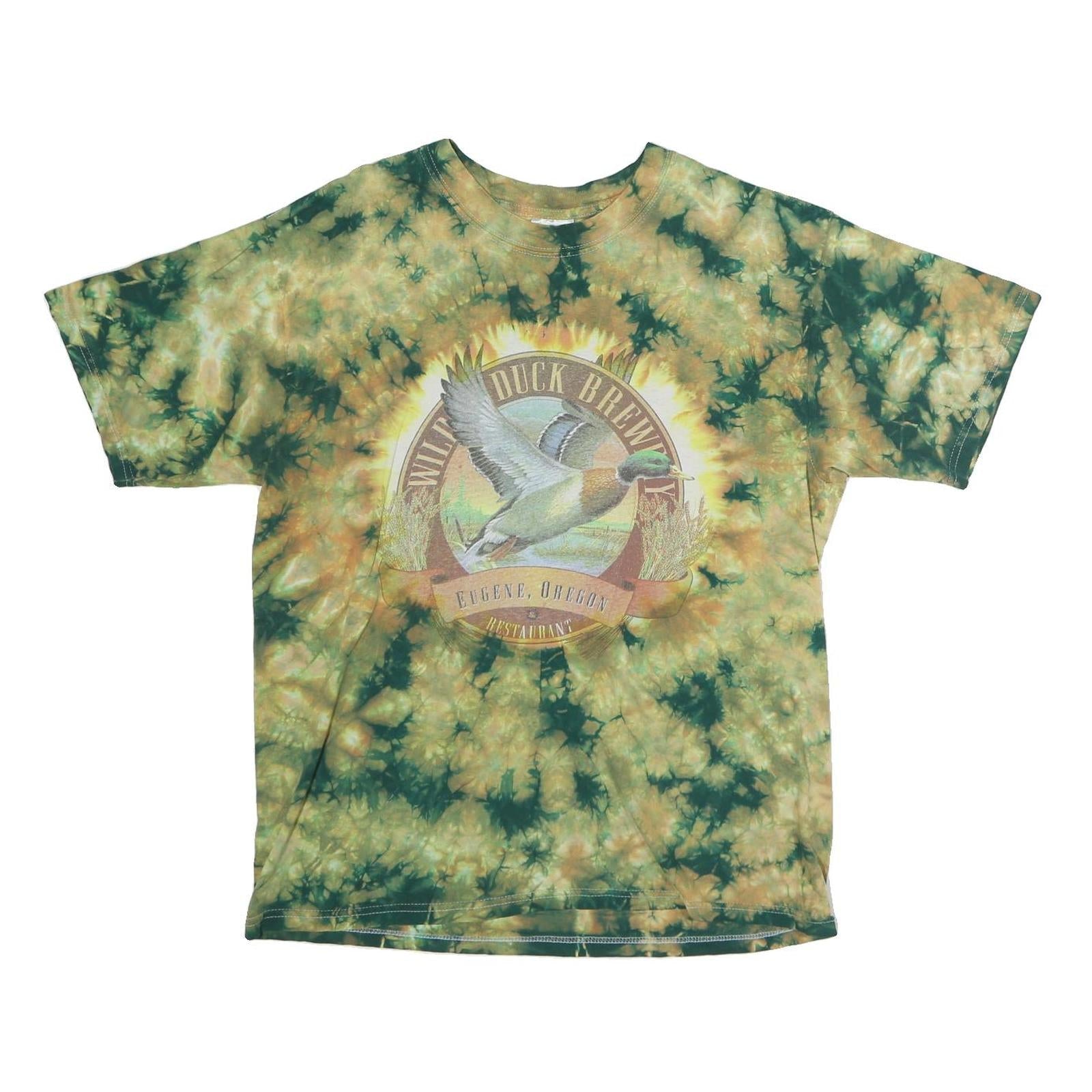 GILDAN Mens Green & Beige Tie Dye Graphic T-Shirt L Cotton Short Sleeve Crew Refurbished - N/A refurbished available on Cerqular