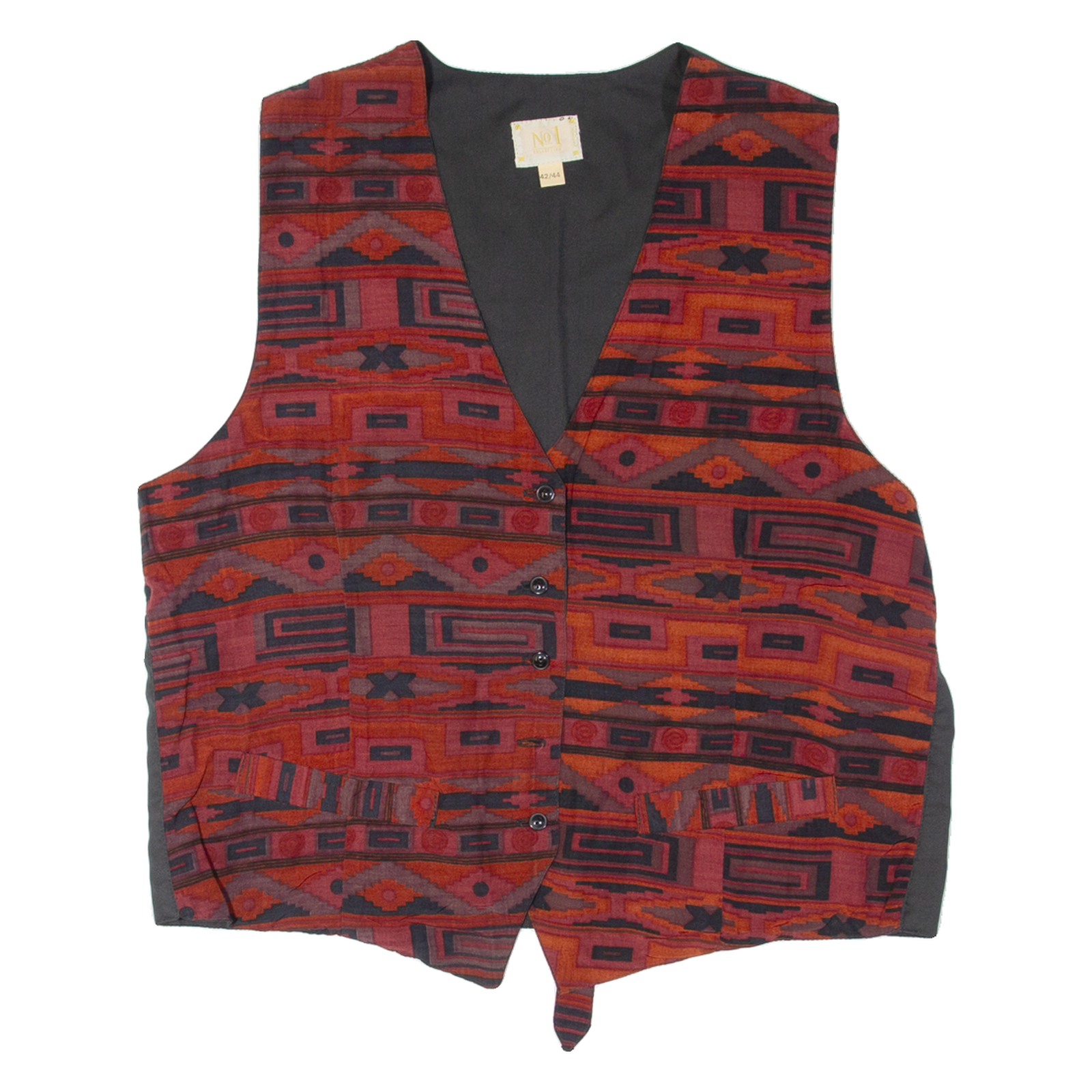 Aztec Womens Blazer Waistcoat Red Viscose 90s Crazy Pattern M Refurbished - N/A refurbished available on Cerqular