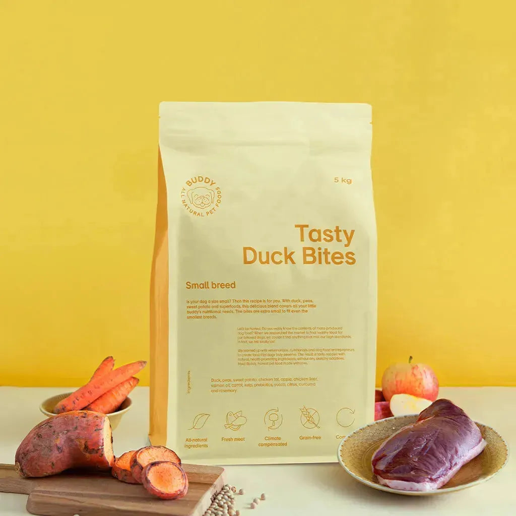 Buy Tasty Duck Bites | Size: 7 kg Refurbished - $599.01 Tasty Duck Bites | Size: 7 kg Refurbished - Buddy Pet Foods refurbished available on Cerqular