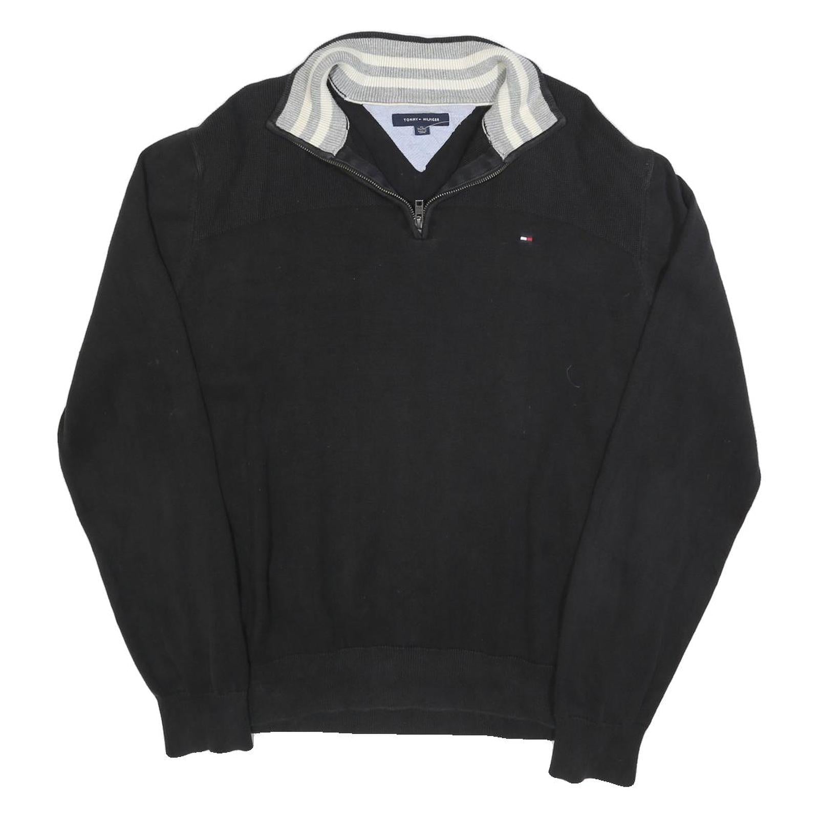 TOMMY HILFIGER Mens Black Pullover Plain V-Neck Basic Knit XL Cotton Jumper Refurbished - N/A refurbished available on Cerqular