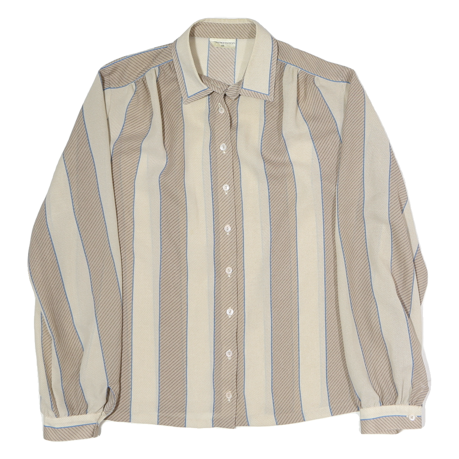 SOMMERMAN Womens Beige & Cream Striped Shirt Long Sleeve Collared M Polyester Refurbished - N/A refurbished available on Cerqular