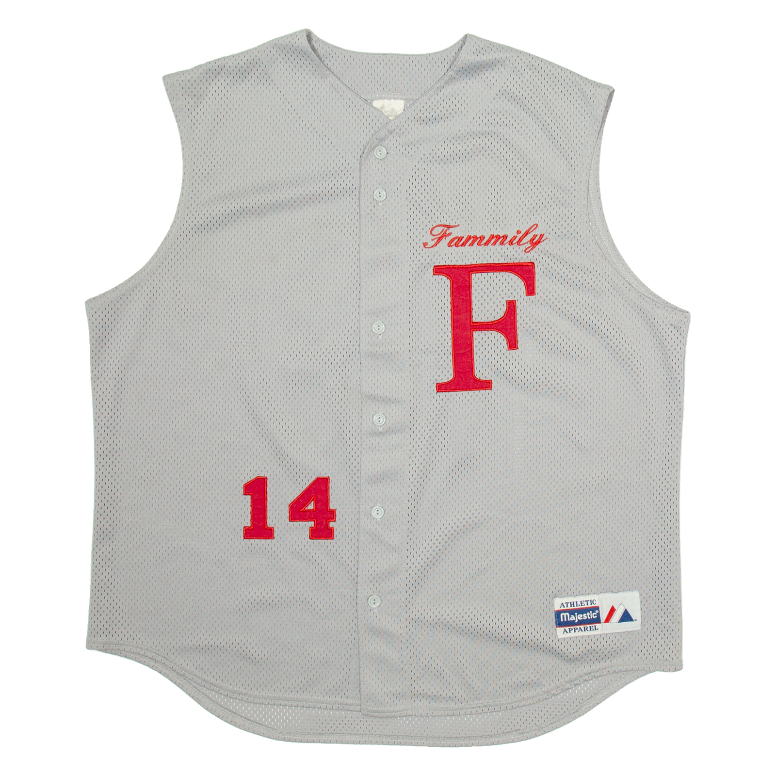 MAJESTIC Fammily 14 Mens Jersey Grey Sleeveless Button Neck XL Refurbished - N/A refurbished available on Cerqular
