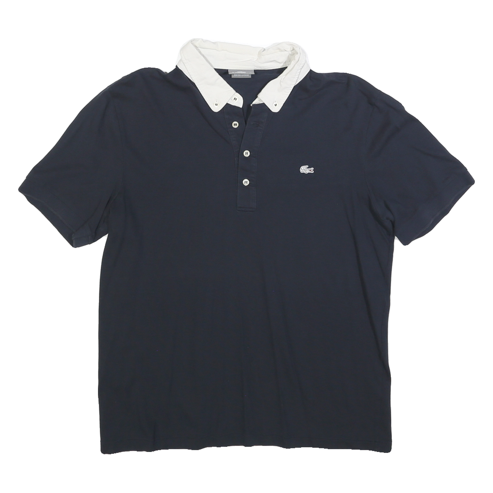 LACOSTE Mens Blue & White Button-Down Collar Short Sleeve Polo Shirt M Cotton Refurbished - N/A refurbished available on Cerqular