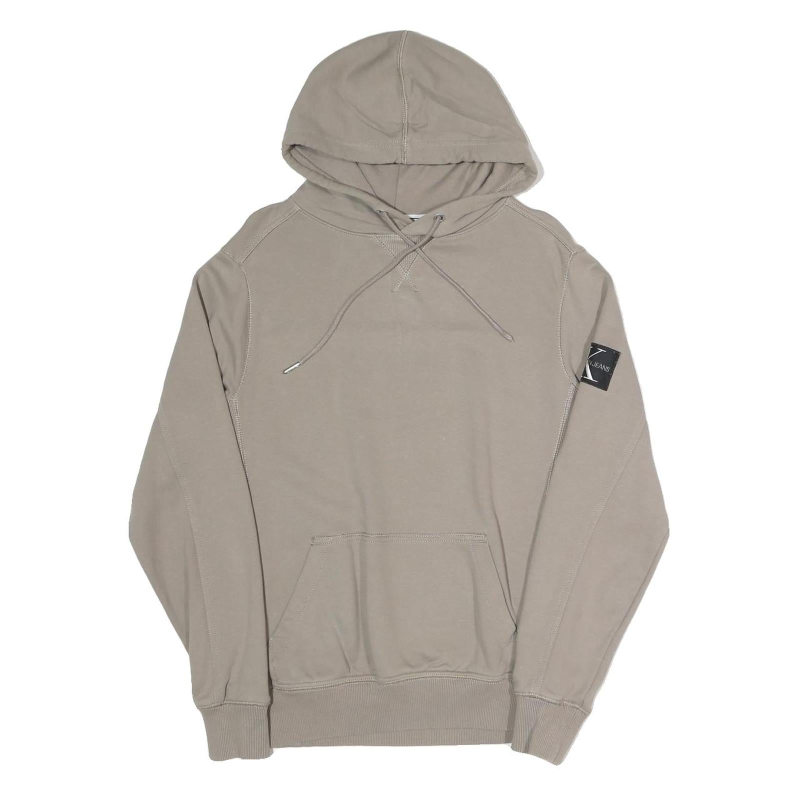 CALVIN KLEIN JEANS Mens Beige Pullover Hoodie XXS Cotton Blend Casual Refurbished - N/A refurbished available on Cerqular