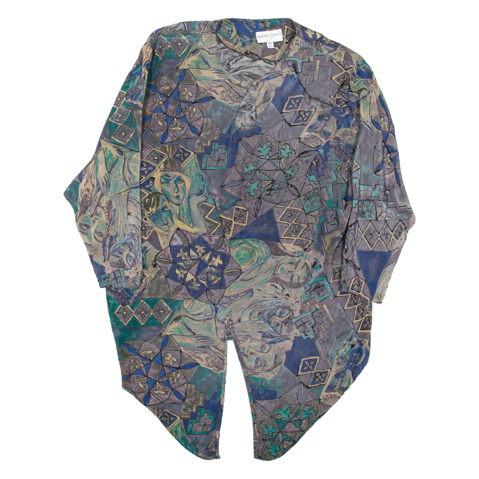 Womens Printed Blouse Grey Long Sleeve Crazy Pattern ONE SIZE Refurbished - N/A refurbished available on Cerqular