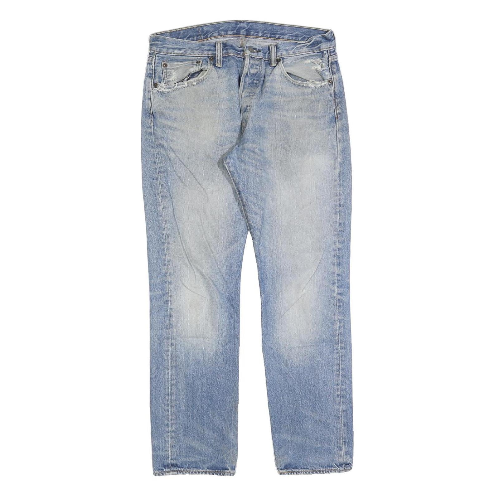 LEVI'S 501 Mens Jeans Blue Regular Straight Denim Light W32 L30 Classic Fit Refurbished - N/A refurbished available on Cerqular