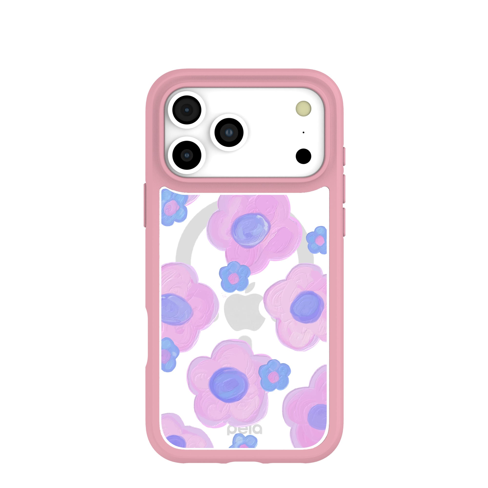 Clear Blush Bloom iPhone 17 Pro Max Case With Petal Pink Ridge (MagSafe included) Refurbished - Pela Case refurbished available on Cerqular
