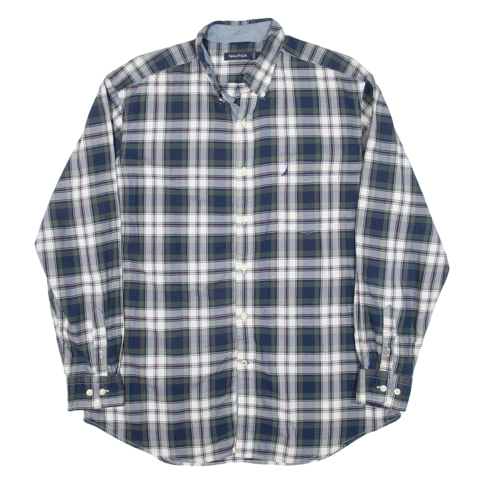 NAUTICA Mens Shirt Blue Check Long Sleeve L Refurbished - N/A refurbished available on Cerqular