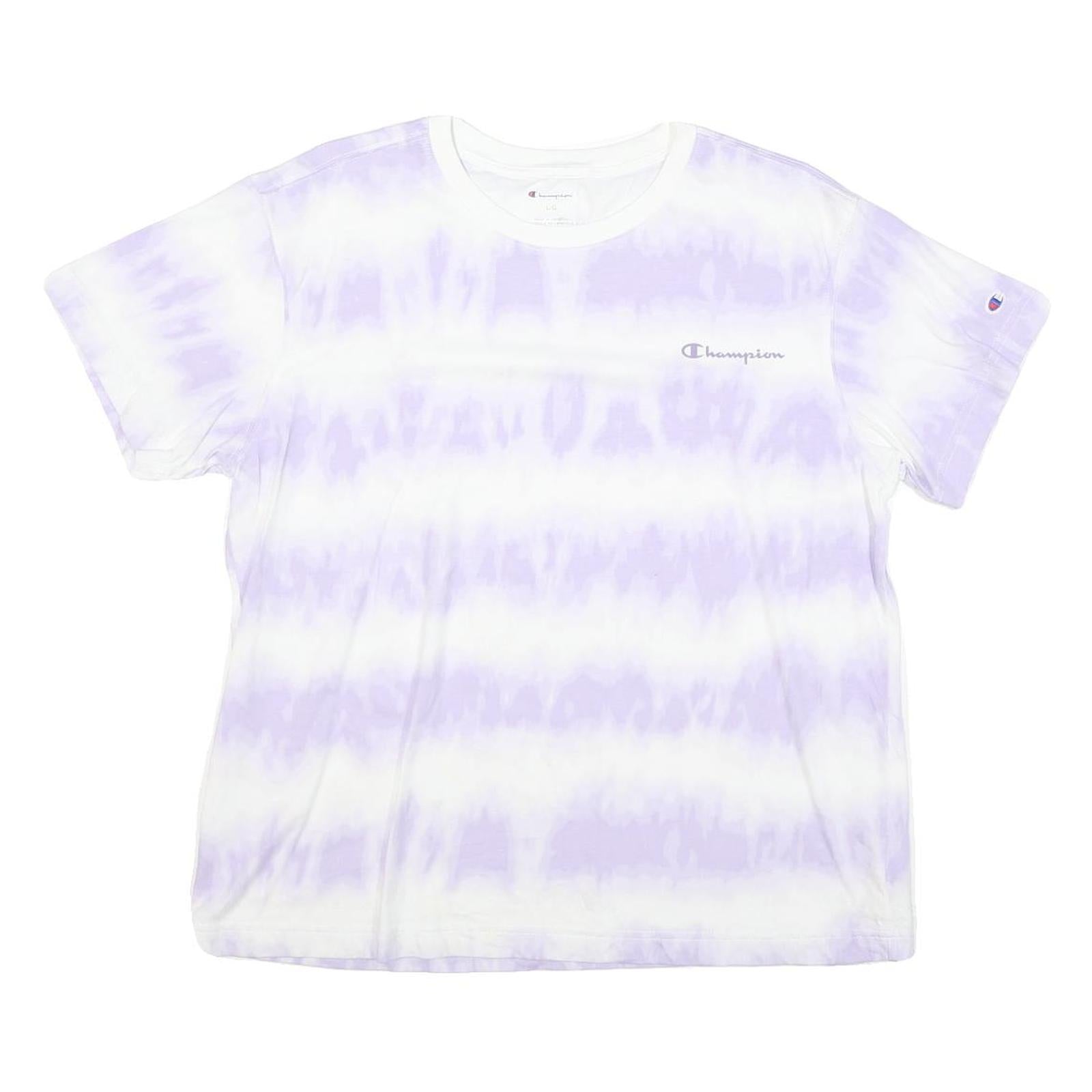 CHAMPION Mens White & Lilac Tie Dye T-Shirt L Short Sleeve Crew Neck Cotton Refurbished - N/A refurbished available on Cerqular