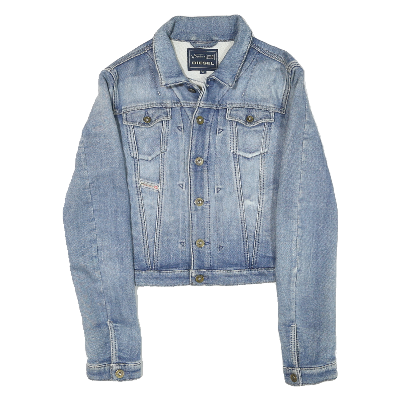 DIESEL Womens Blue Denim Button Jacket S Cotton Blend Fitted Casual Refurbished - N/A refurbished available on Cerqular