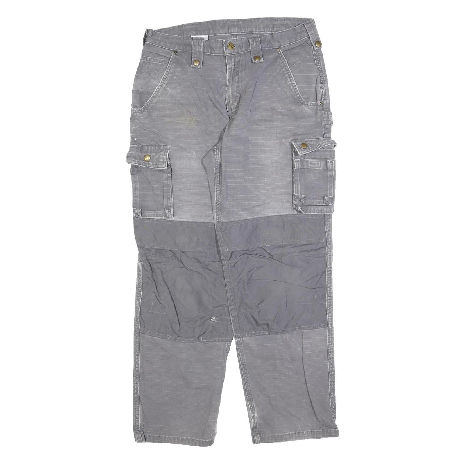 CARHARTT Mens Relaxed Workwear Jeans Grey Cotton Blend Cargo W32 L30 Durable Refurbished - N/A refurbished available on Cerqular