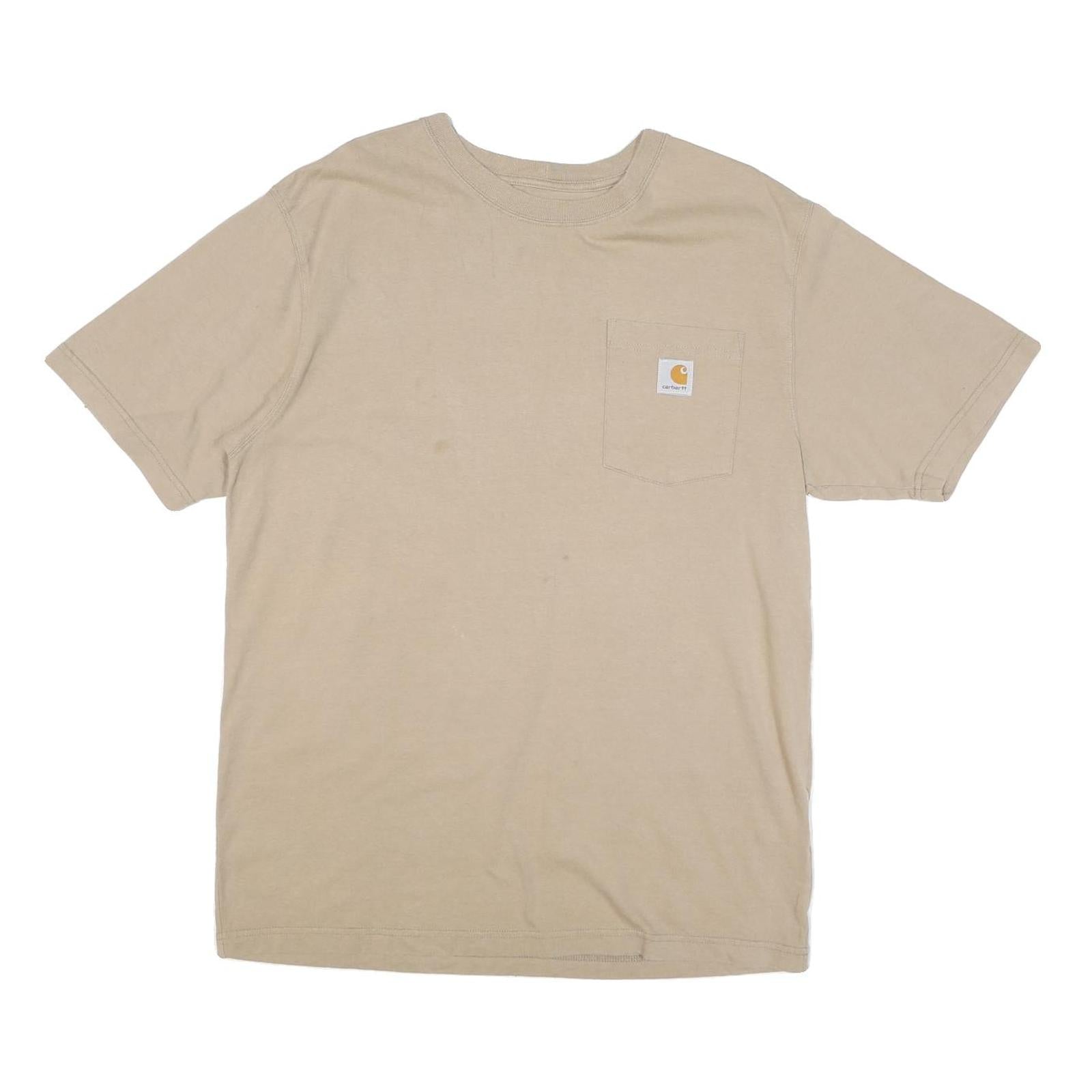 CARHARTT Mens Beige Pocket T-Shirt M Short Sleeve Crew Neck Classic Cotton Refurbished - N/A refurbished available on Cerqular