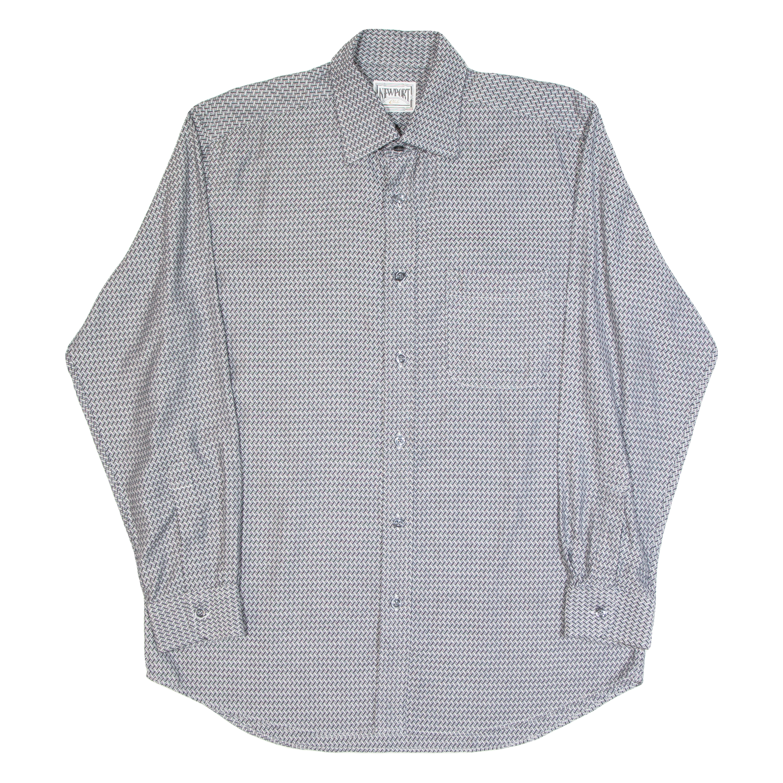 NEWPORT CLUB Mens Shirt Grey Geometric Long Sleeve M Refurbished - N/A refurbished available on Cerqular