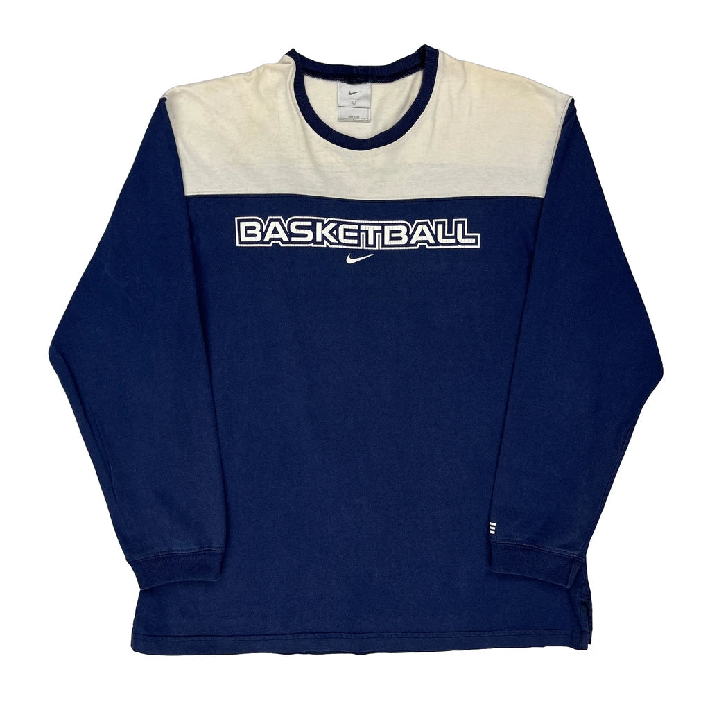 Buy Made In USA Nike Spellout Long Sleeve T-Shirt - Large Blue Cotton Refurbished - $60.29 Made In USA Nike Spellout Long Sleeve T-Shirt - Large Blue Cotton Refurbished - Thrifted (note: this is a term often used to describe second- refurbished available on Cerqular