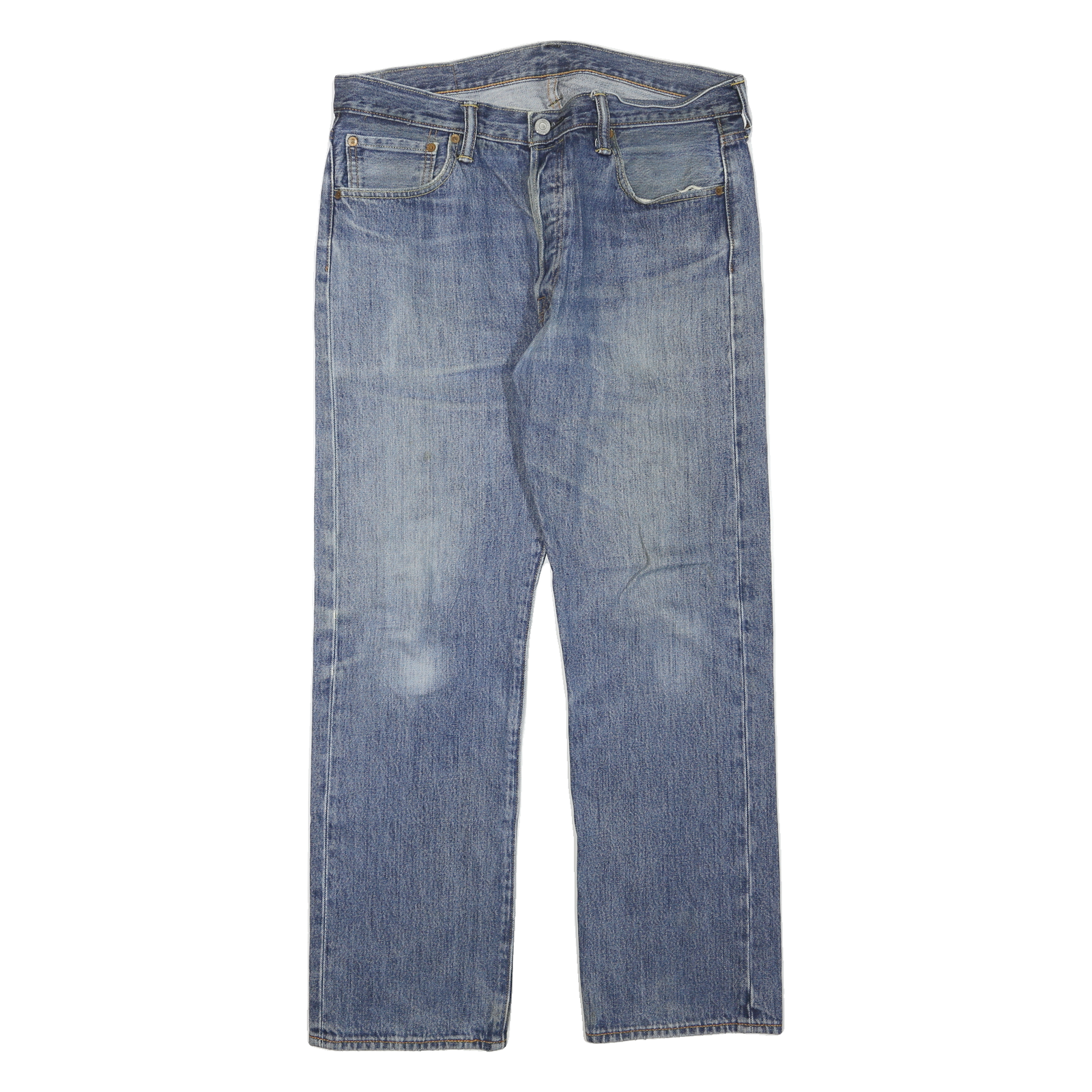 LEVI'S 501 Mens Jeans Blue Regular Straight Denim Medium Wash W36 L30 Classic Refurbished - N/A refurbished available on Cerqular