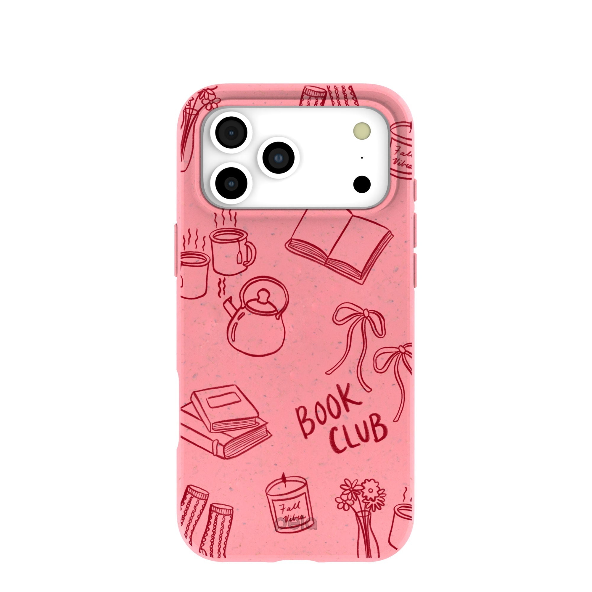 Bubblegum Pink Book Club iPhone 17 Pro Max Case | MagSafe Compatibility: With MagSafe Refurbished - Pela Case refurbished available on Cerqular