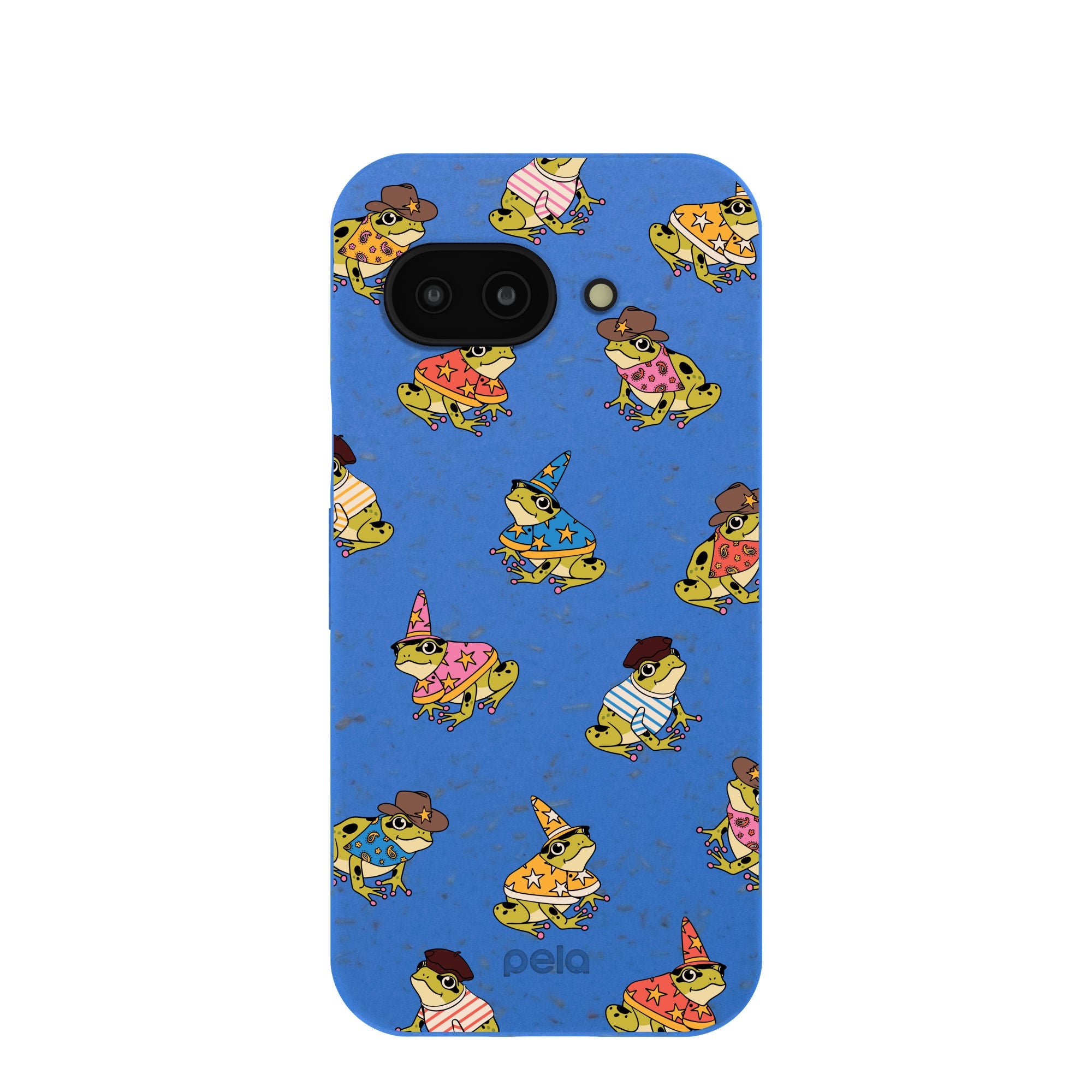 Electric Blue Fancy Frogs Google Pixel 9a Case Refurbished - Pela Case refurbished available on Cerqular