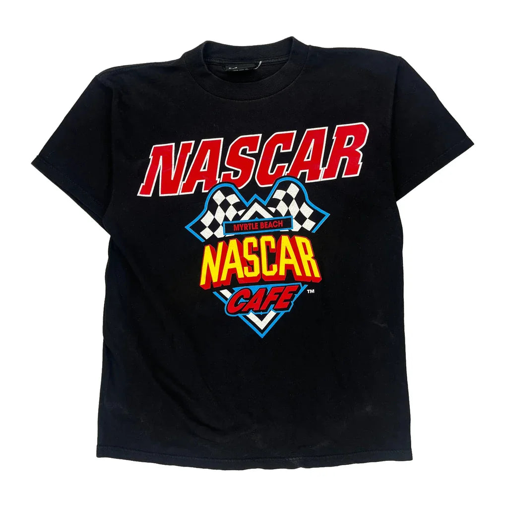 Myrtle Beach Nascar Nascar T-Shirt - Large Black Cotton Refurbished - Thrifted (note: this is a term often used to describe second- refurbished available on Cerqular