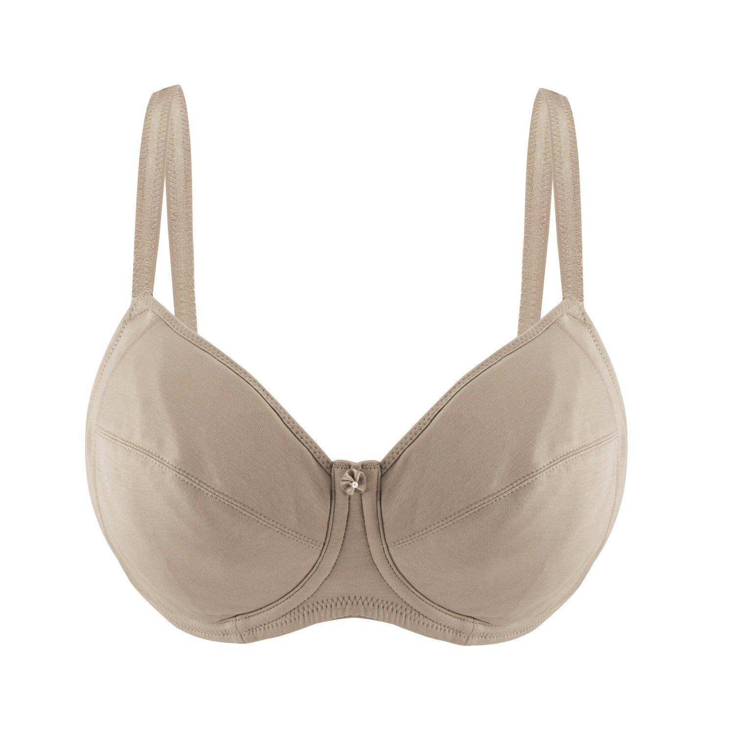 Shell-Underwired Silk & Organic Cotton Full Cup Bra with removable paddings | Size: 38G | Color: Shell Refurbished - Julie May Lingerie refurbished available on Cerqular