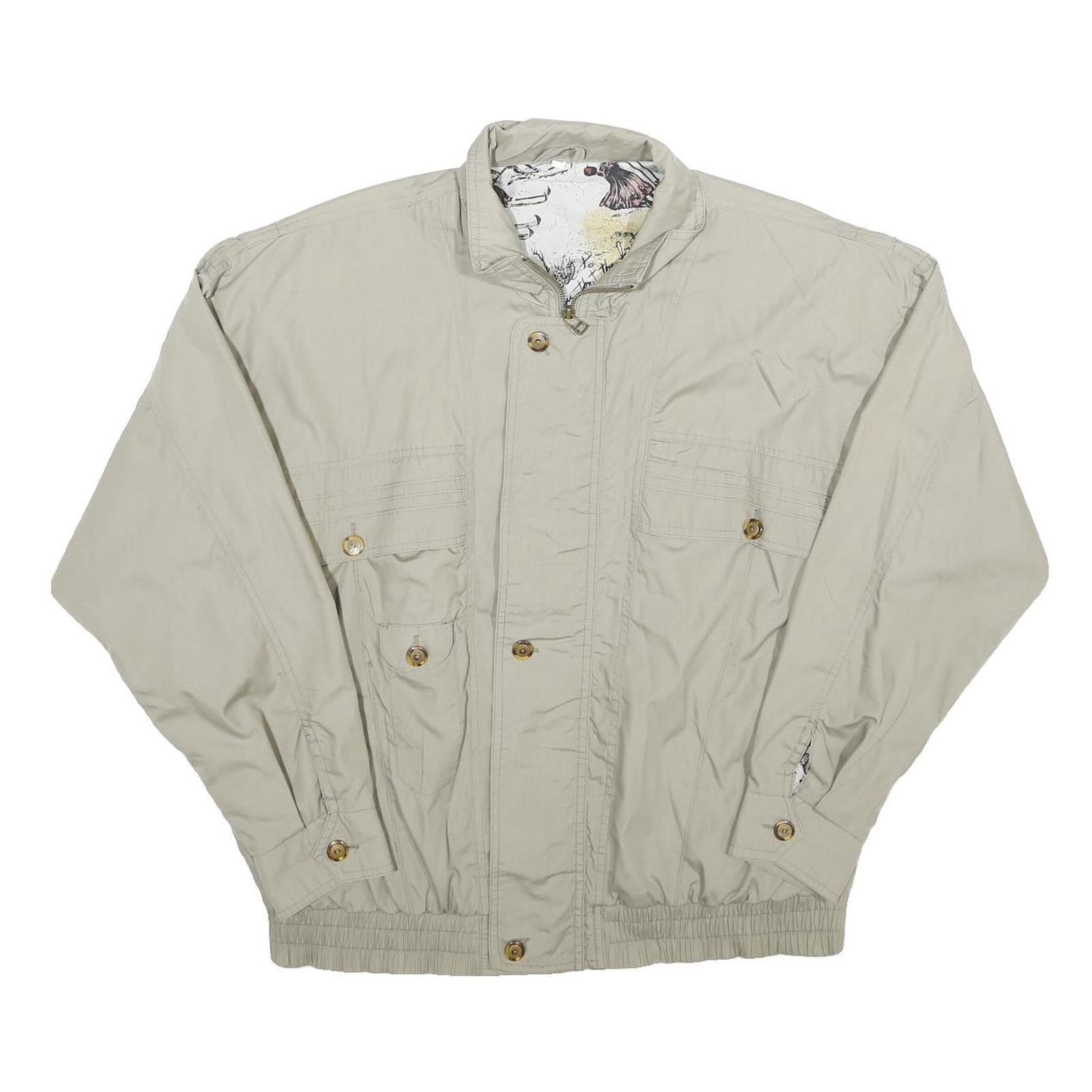 Mens Beige Lightweight Zip Jacket L Polyester Blend Plain Casual Utility Style Refurbished - N/A refurbished available on Cerqular