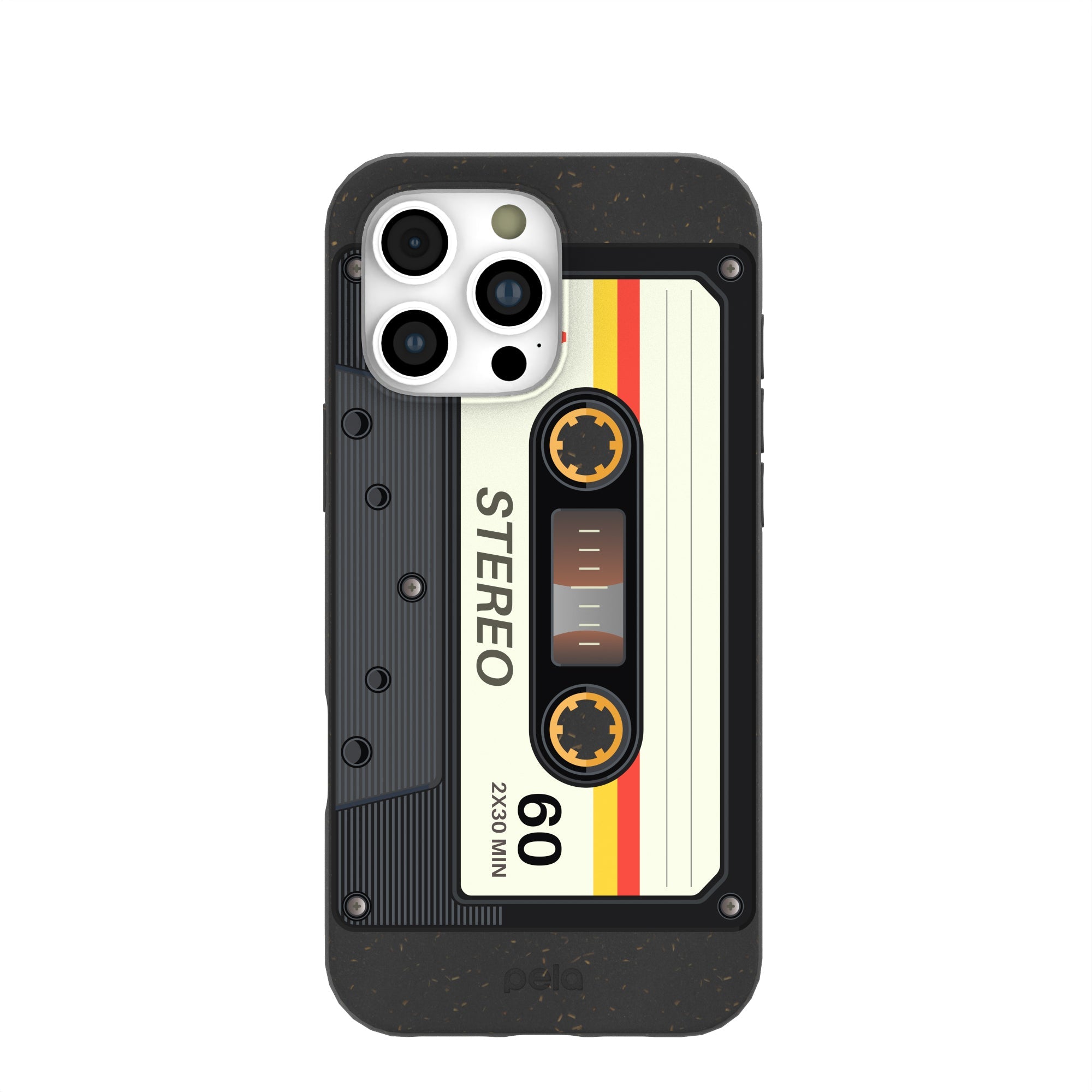 Black Cassette iPhone 16 Pro Max Case Refurbished - Pela Case refurbished available on Cerqular