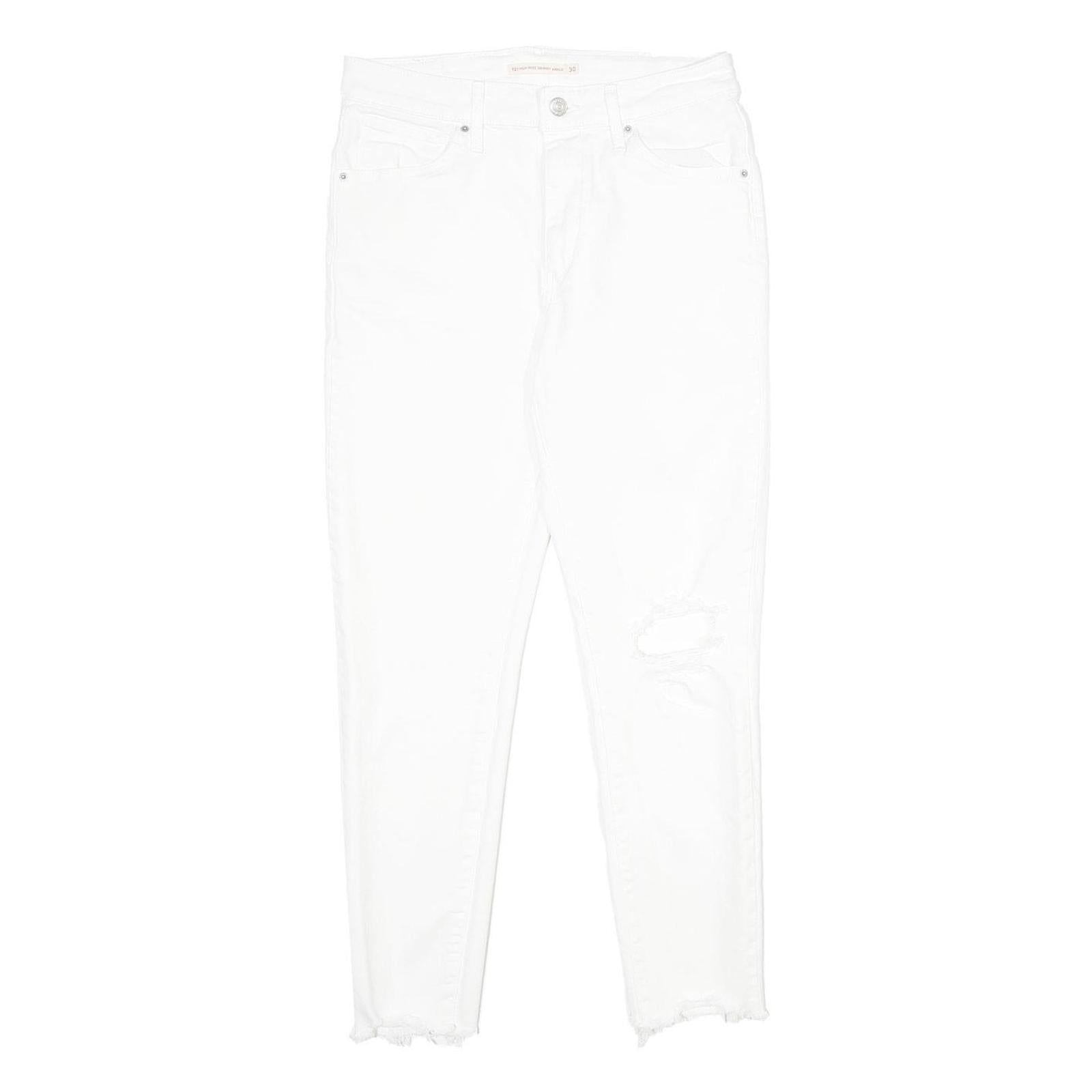 LEVI'S 721 High Rise Skinny Ankle Womens White Slim Skinny Denim W30 L27 Raw Hem Refurbished - N/A refurbished available on Cerqular
