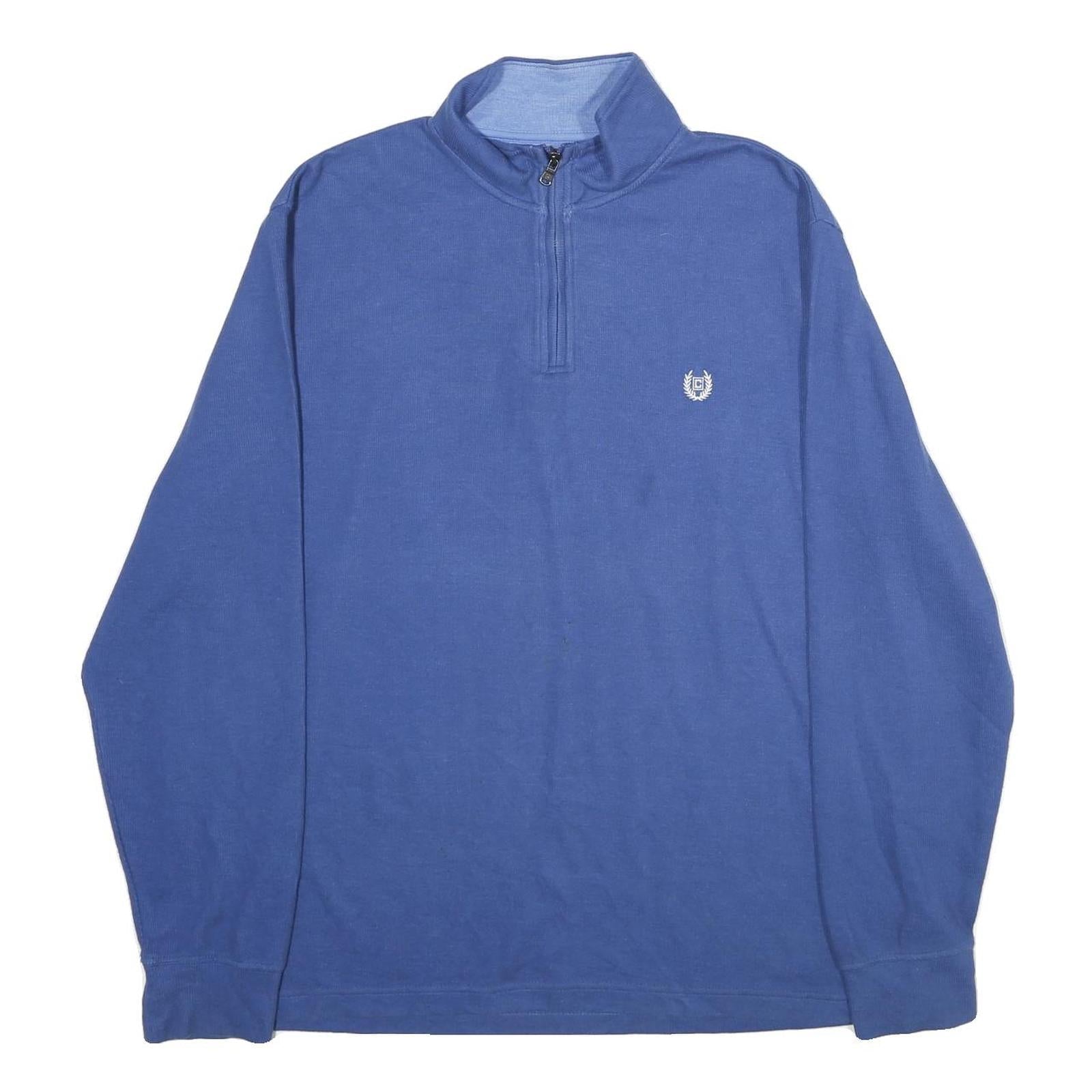 CHAPS Mens Blue Pullover Plain 1/4 Zip Cotton Blend Jumper 2XL Casual Comfort Refurbished - N/A refurbished available on Cerqular