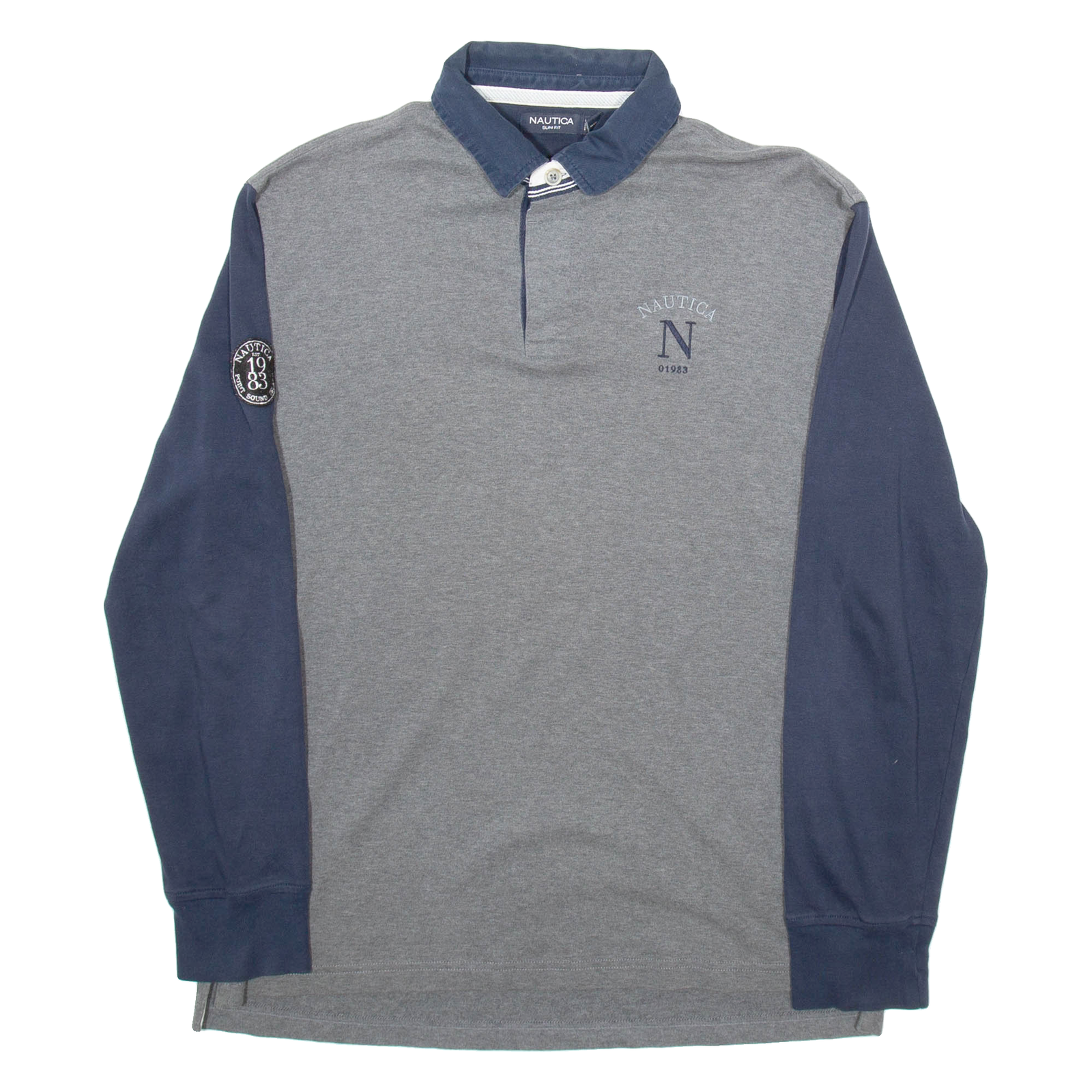 NAUTICA Slim Fit Mens Polo Shirt Grey Long Sleeve L Refurbished - N/A refurbished available on Cerqular