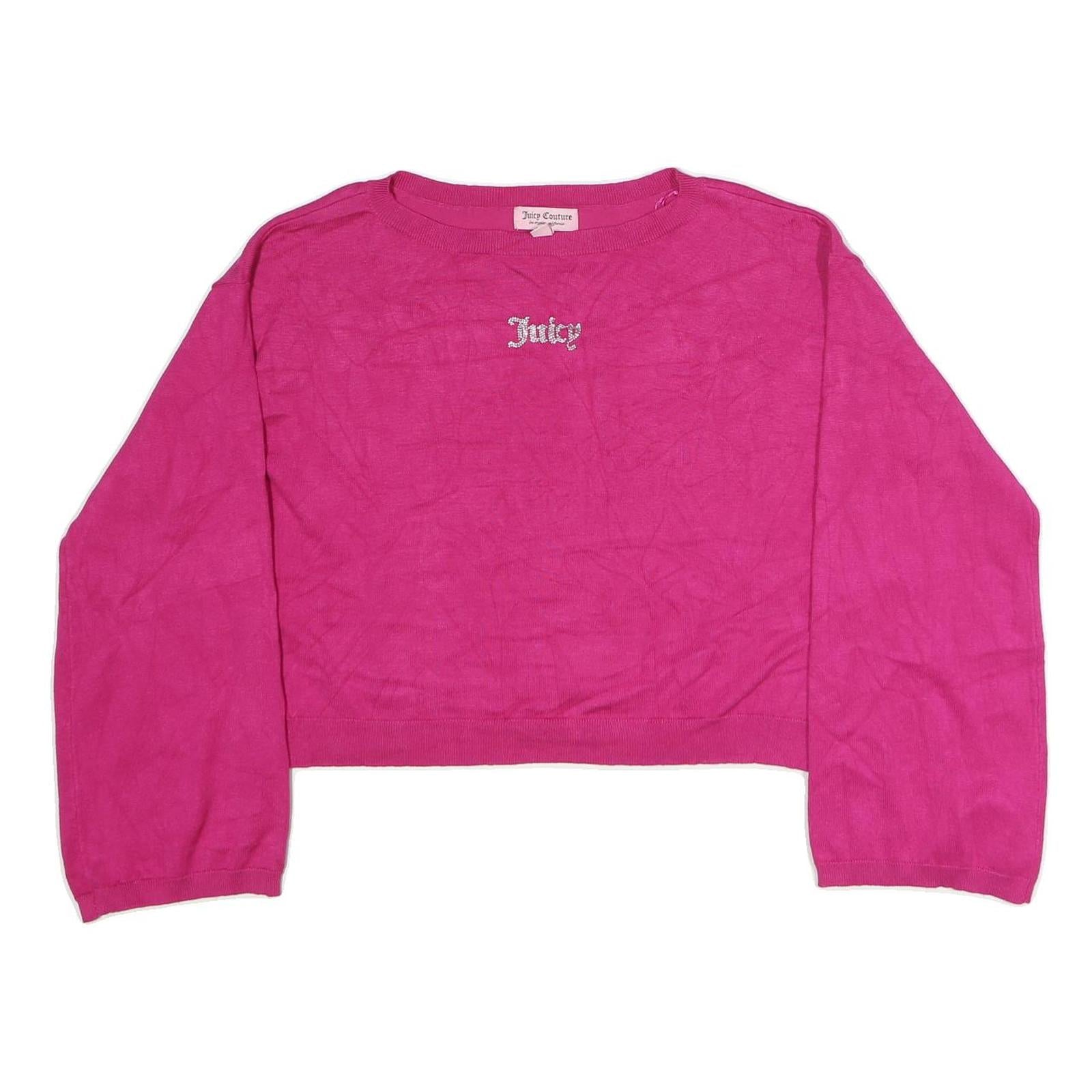 JUICY COUTURE Womens Pink Plain Jumper Crew Neck Basic Knit M Crop Top Refurbished - N/A refurbished available on Cerqular
