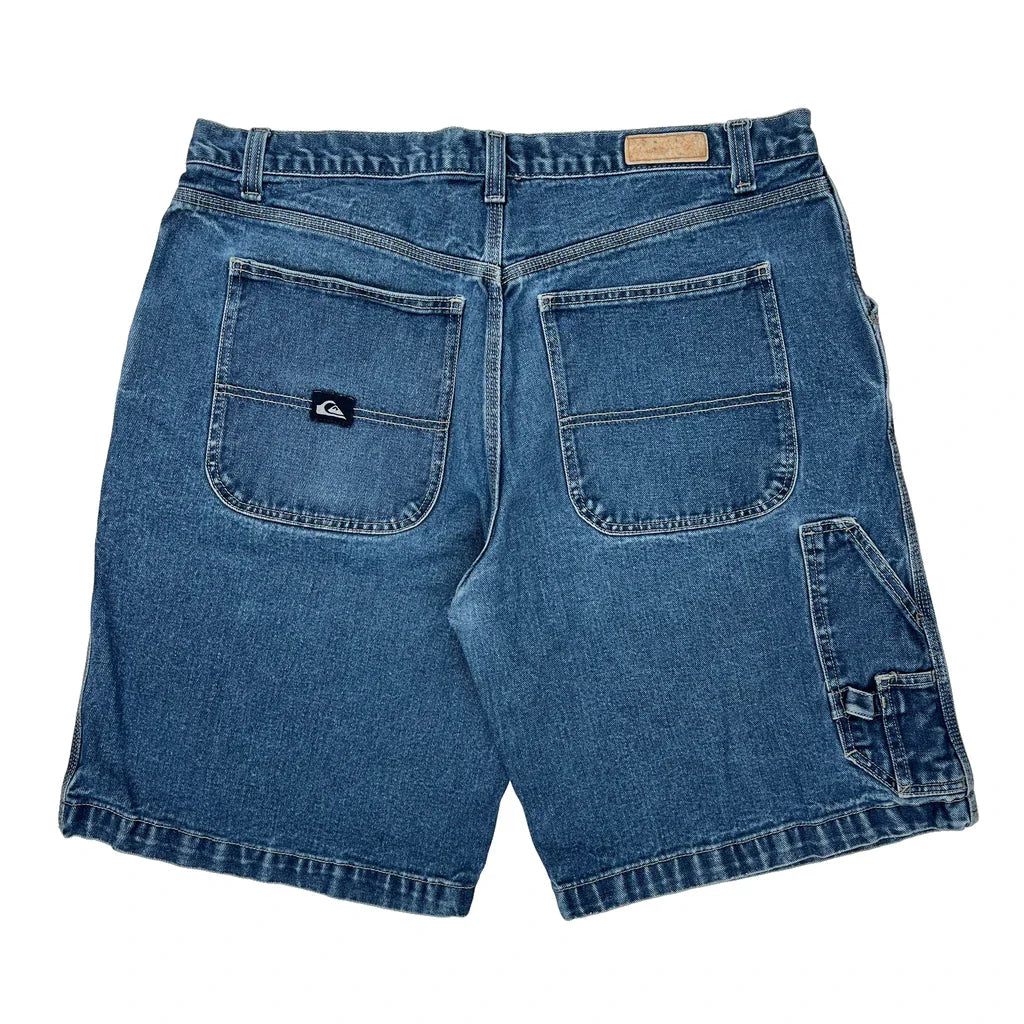Quiksilver Denim Shorts - 38W 9L Blue Denim Refurbished - Thrifted (note: this is a term often used to describe second- refurbished available on Cerqular