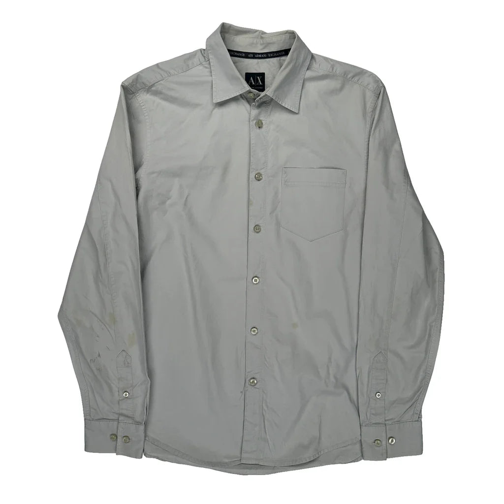 Armani Exchange Shirt - Medium Grey Cotton Refurbished - Thrifted (note: this is a term often used to describe second- refurbished available on Cerqular