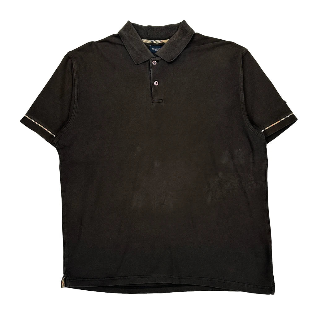 Burberry Golf Polo Shirt - Large Black Cotton Refurbished - Thrifted (note: this is a term often used to describe second- refurbished available on Cerqular