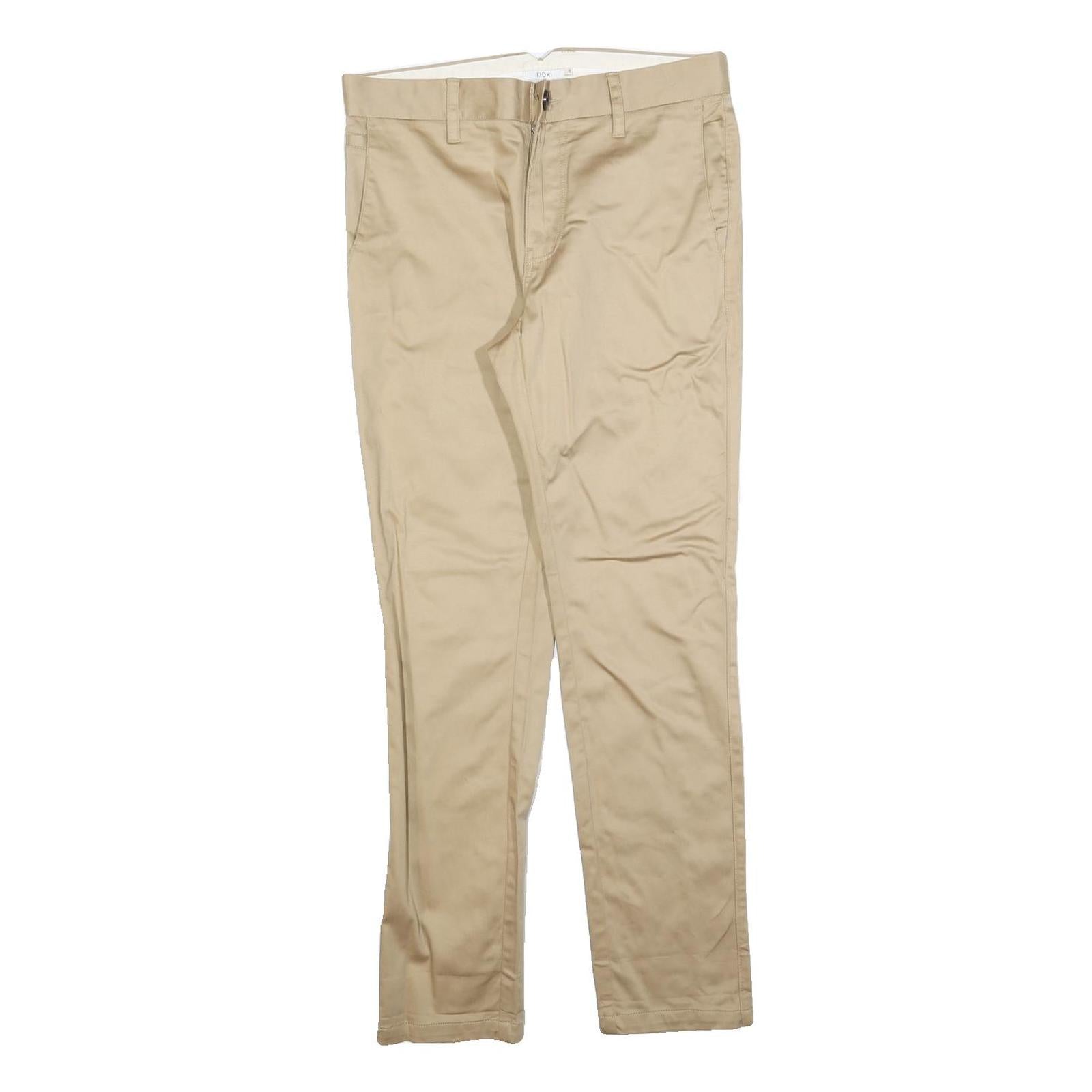 KIOMI Mens Cotton Blend Beige Slim Straight Trousers W29 L30 Classic Zip Pockets Refurbished - N/A refurbished available on Cerqular