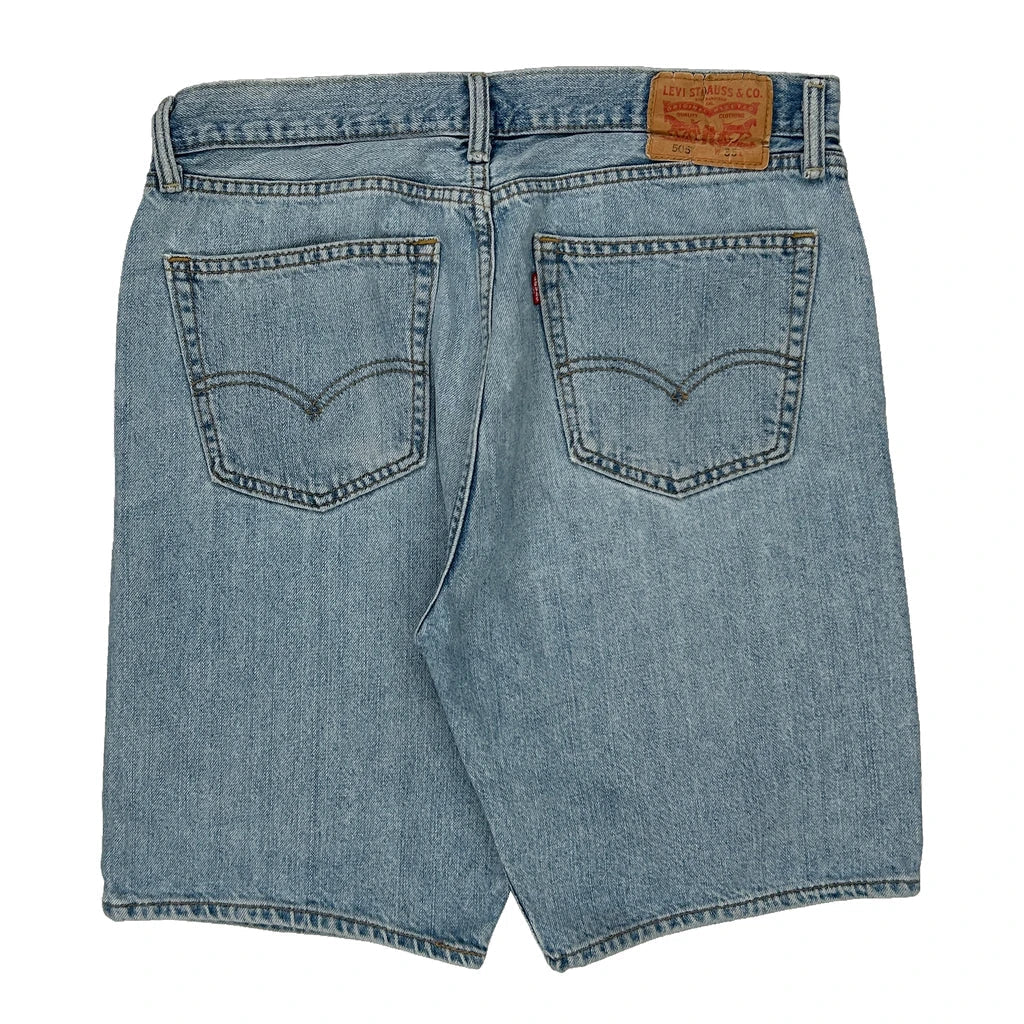 505 Levis Denim Shorts - 35W 10L Light Wash Cotton Refurbished - Thrifted (note: this is a term often used to describe second- refurbished available on Cerqular