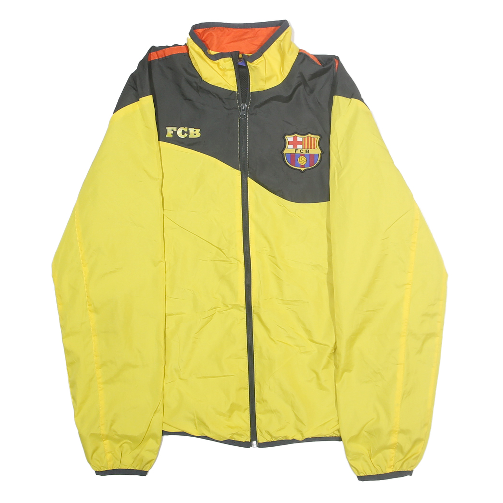 FC BARCELONA Mens Yellow & Grey Zip Jacket S Polyester Sports Football Fanwear Refurbished - N/A refurbished available on Cerqular
