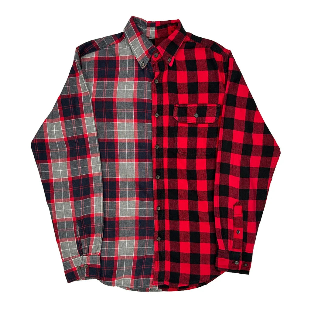 Unbranded Flannel Shirt - Medium Red Cotton Refurbished - Thrifted (note: this is a term often used to describe second- refurbished available on Cerqular