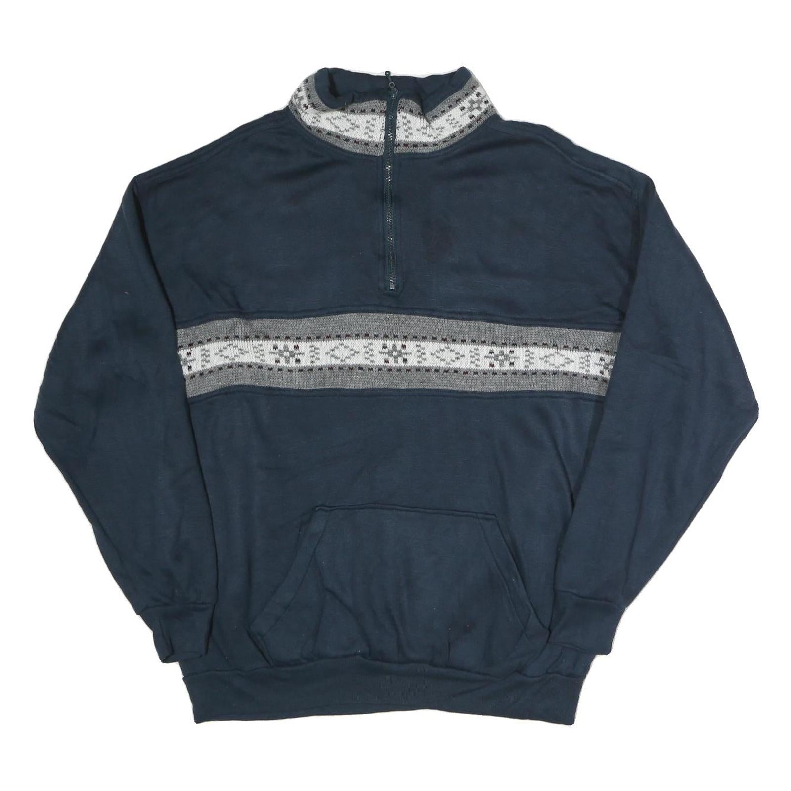 J.B BUCK Mens Blue & Grey Half Zip XL Cotton Sweatshirt Casual Retro Knitted Refurbished - N/A refurbished available on Cerqular
