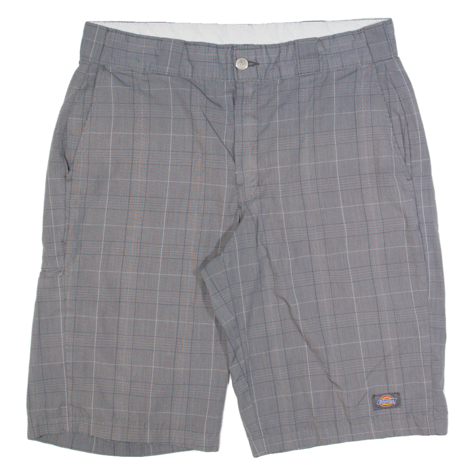 DICKIES Chino Mens Workwear Shorts Grey Check M W34 Refurbished - N/A refurbished available on Cerqular