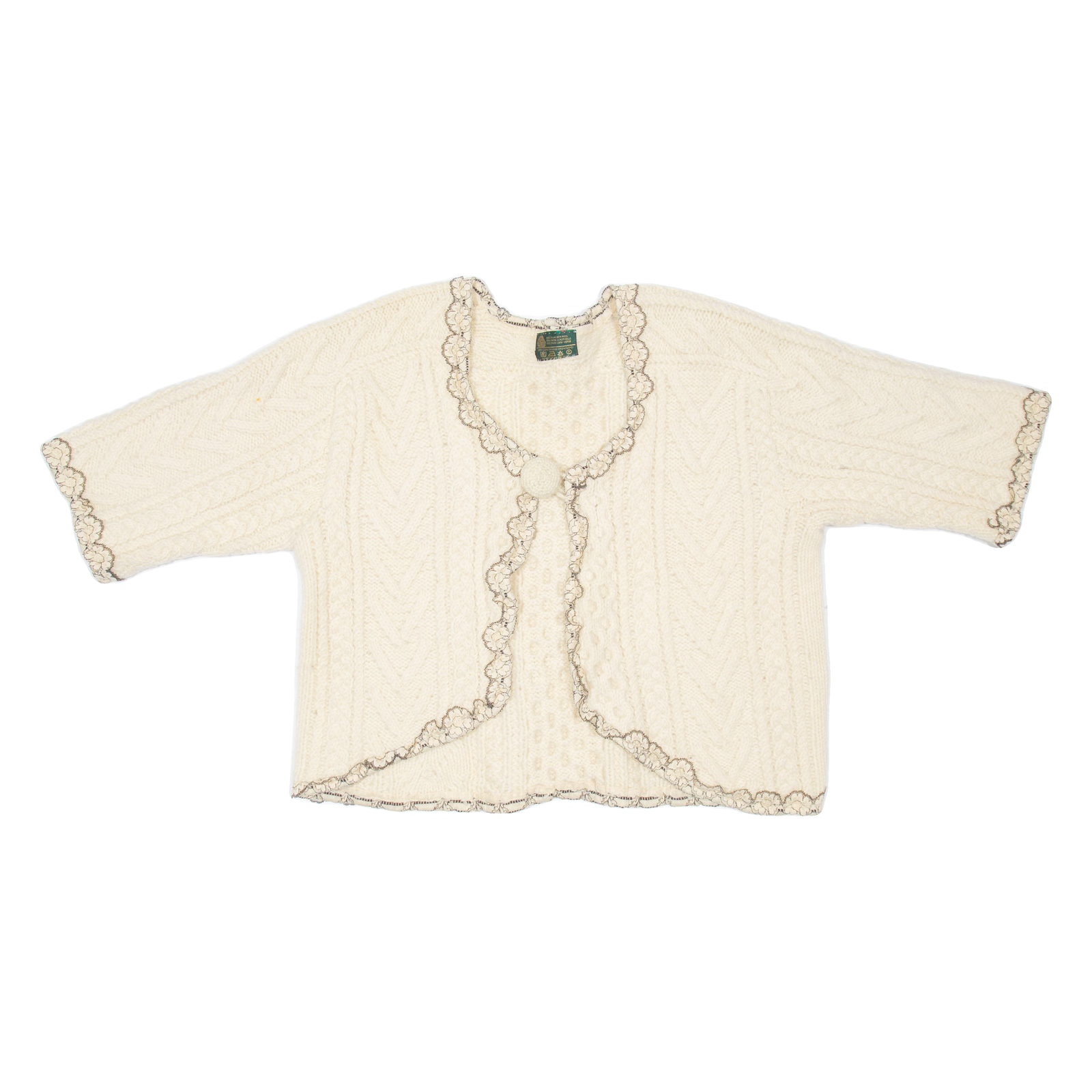 Womens Cardigan Cream V-Neck 90s Chunky Knit Wool M Refurbished - N/A refurbished available on Cerqular