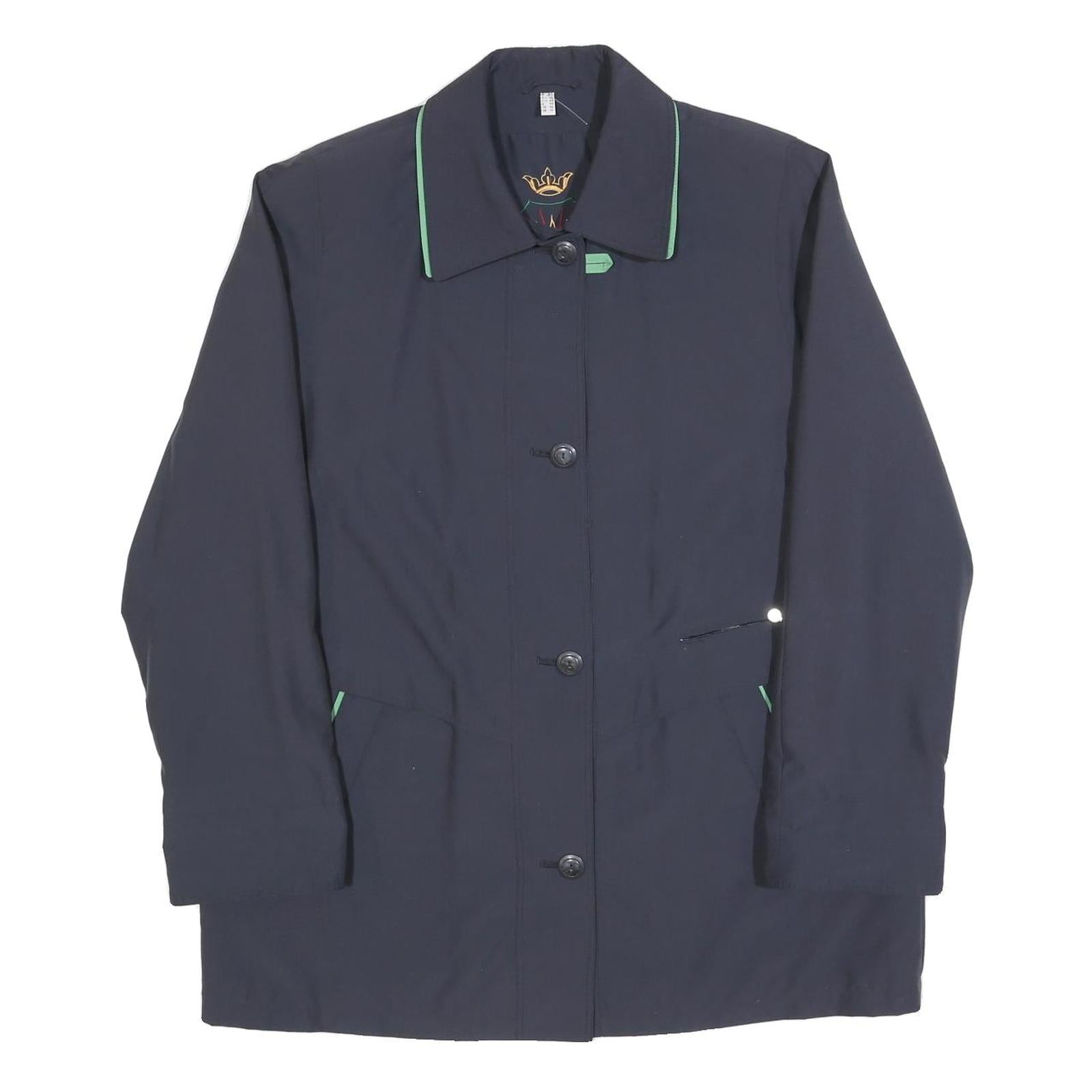 BIAGGINI Womens Navy Blue & Green Button Jacket UK 14 Polyester Blend Classic Refurbished - N/A refurbished available on Cerqular