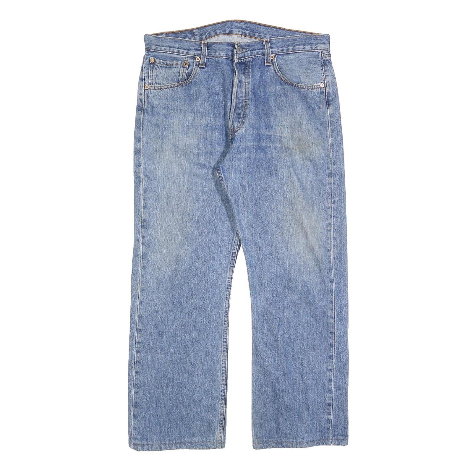 LEVI'S 501 Mens Jeans Blue Regular Straight Denim Light W34 L27 Classic Button Refurbished - N/A refurbished available on Cerqular