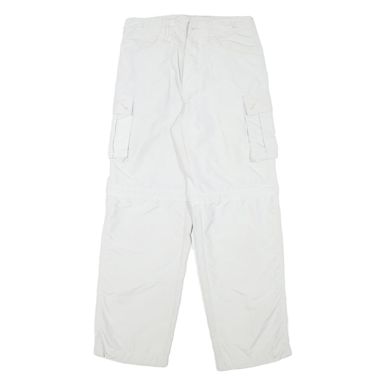 NASTY Womens White Relaxed Cargo Trousers W28 L28 Polyester Blend Button Closure Refurbished - N/A refurbished available on Cerqular