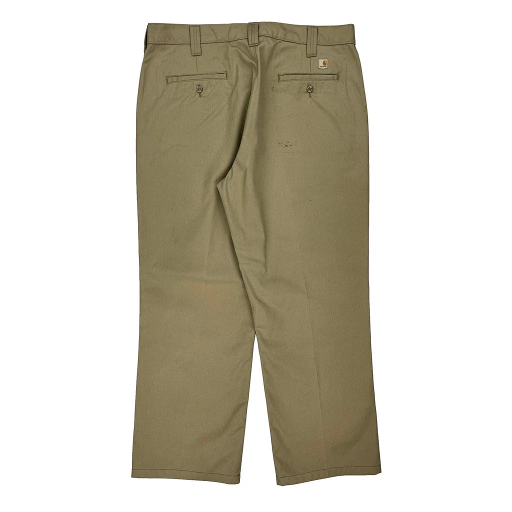 Carhartt Trousers - 38W 30L Beige Polyester Blend Refurbished - Thrifted (note: this is a term often used to describe second- refurbished available on Cerqular