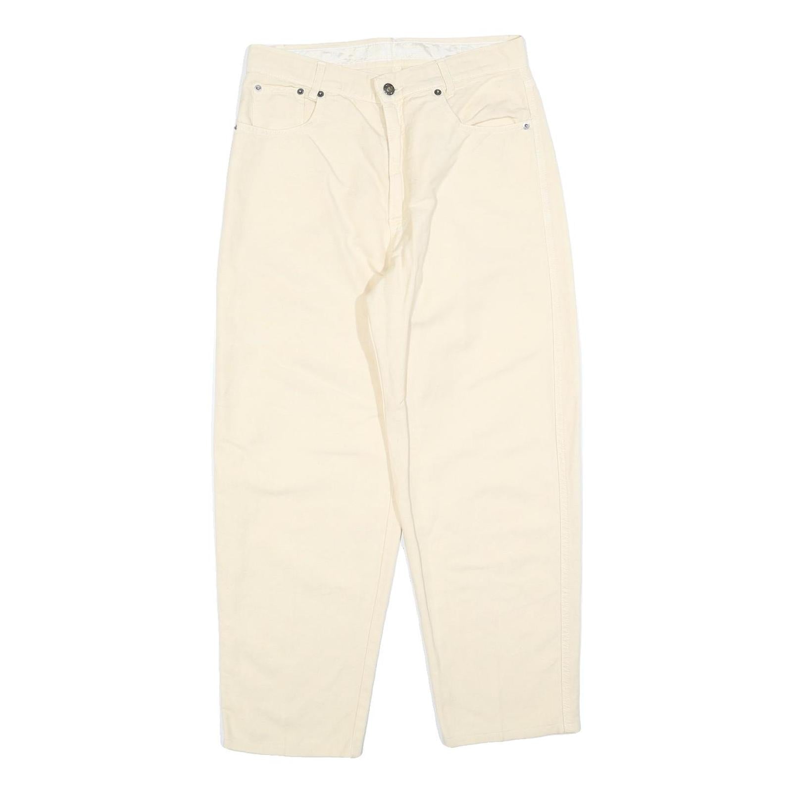 IRIS VON ARNIM Womens Regular Cream Straight Trousers W30 L27 Zip Closure Refurbished - N/A refurbished available on Cerqular