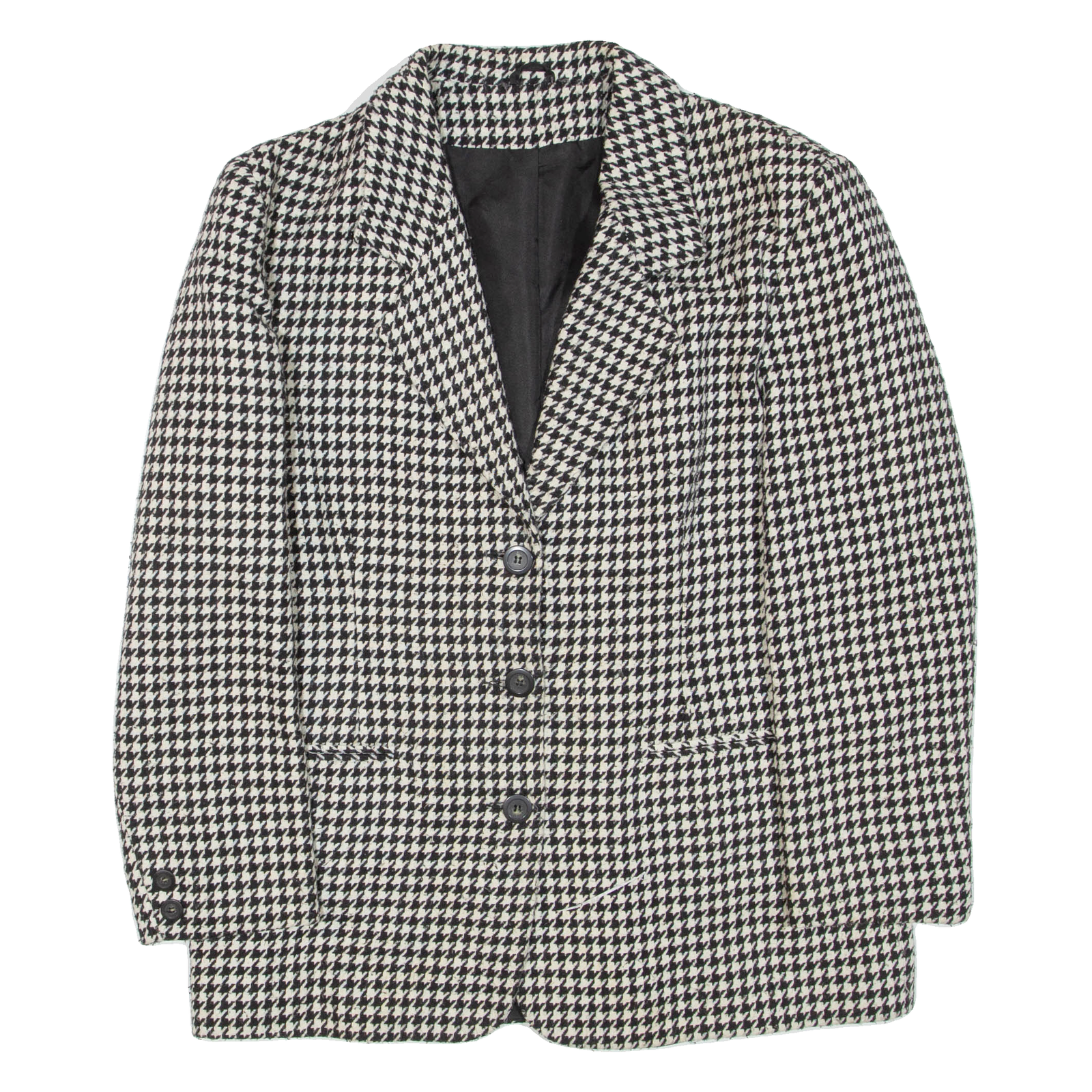 Womens Blazer Jacket Black Wool Houndstooth L Refurbished - N/A refurbished available on Cerqular