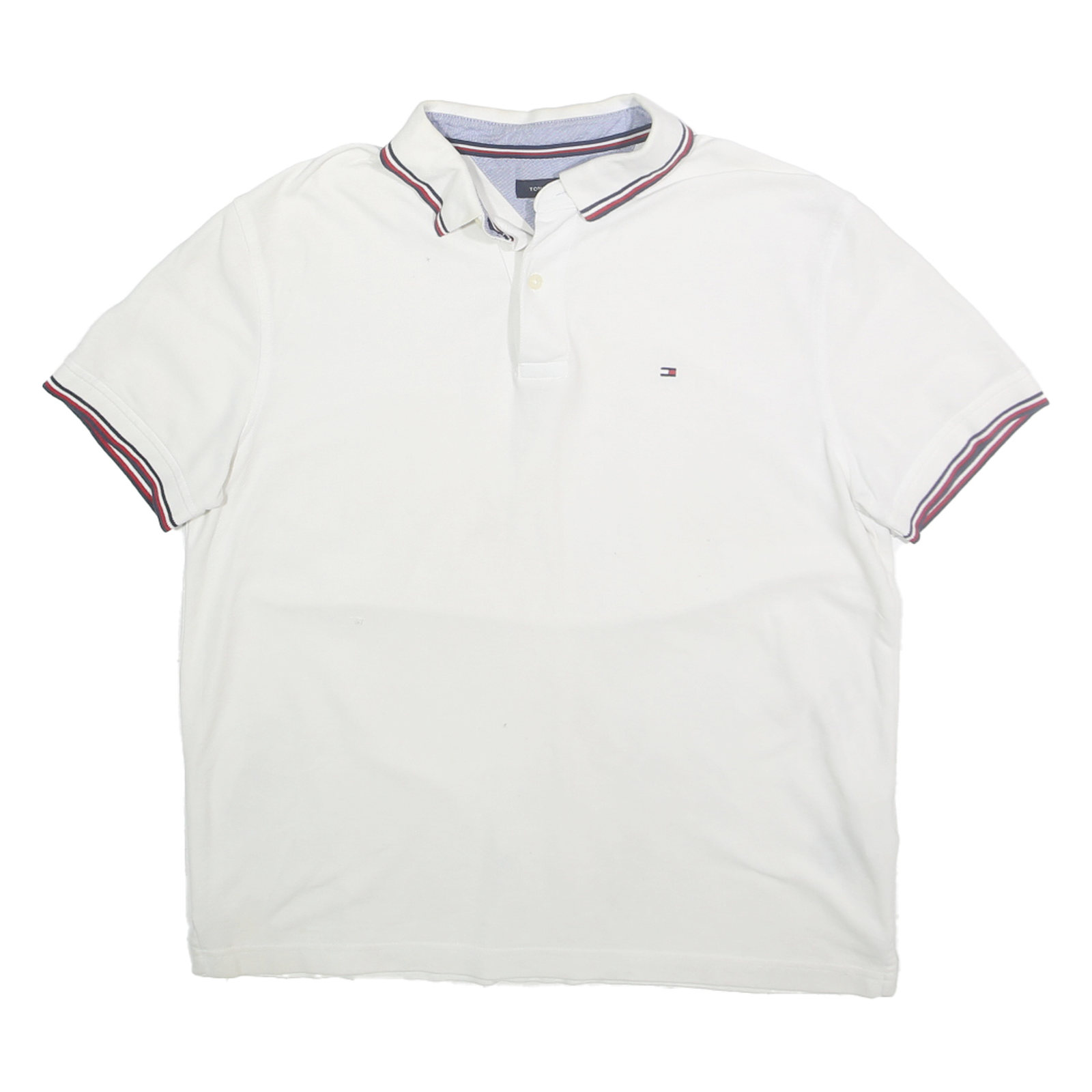 TOMMY HILFIGER Mens White Polo Shirt L Cotton Short Sleeve Logo Casual Basic Refurbished - N/A refurbished available on Cerqular